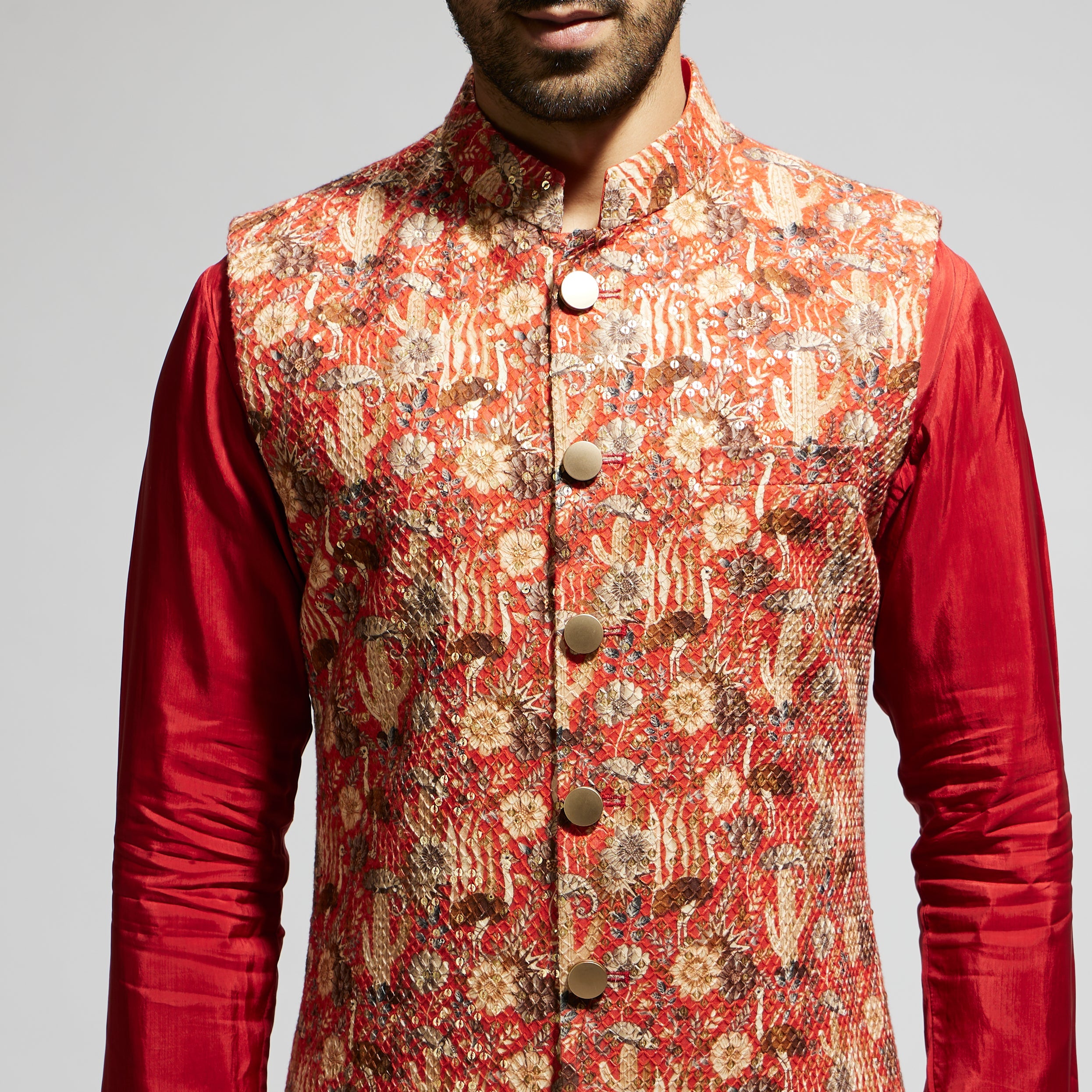 ORANGE JAAL EMBELLISHED BUNDI