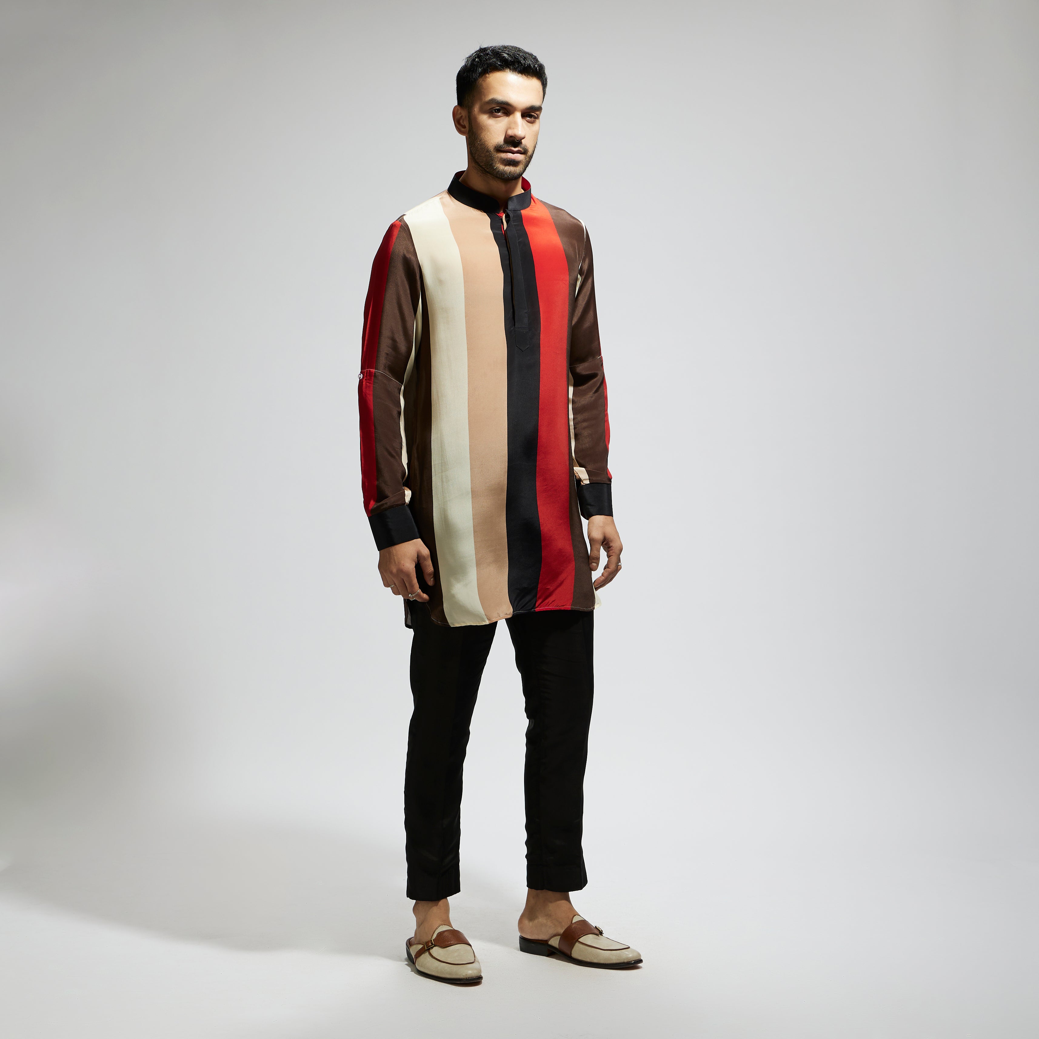 SAMSARA STRIPE ROLLED UP SLEEVES KURTA