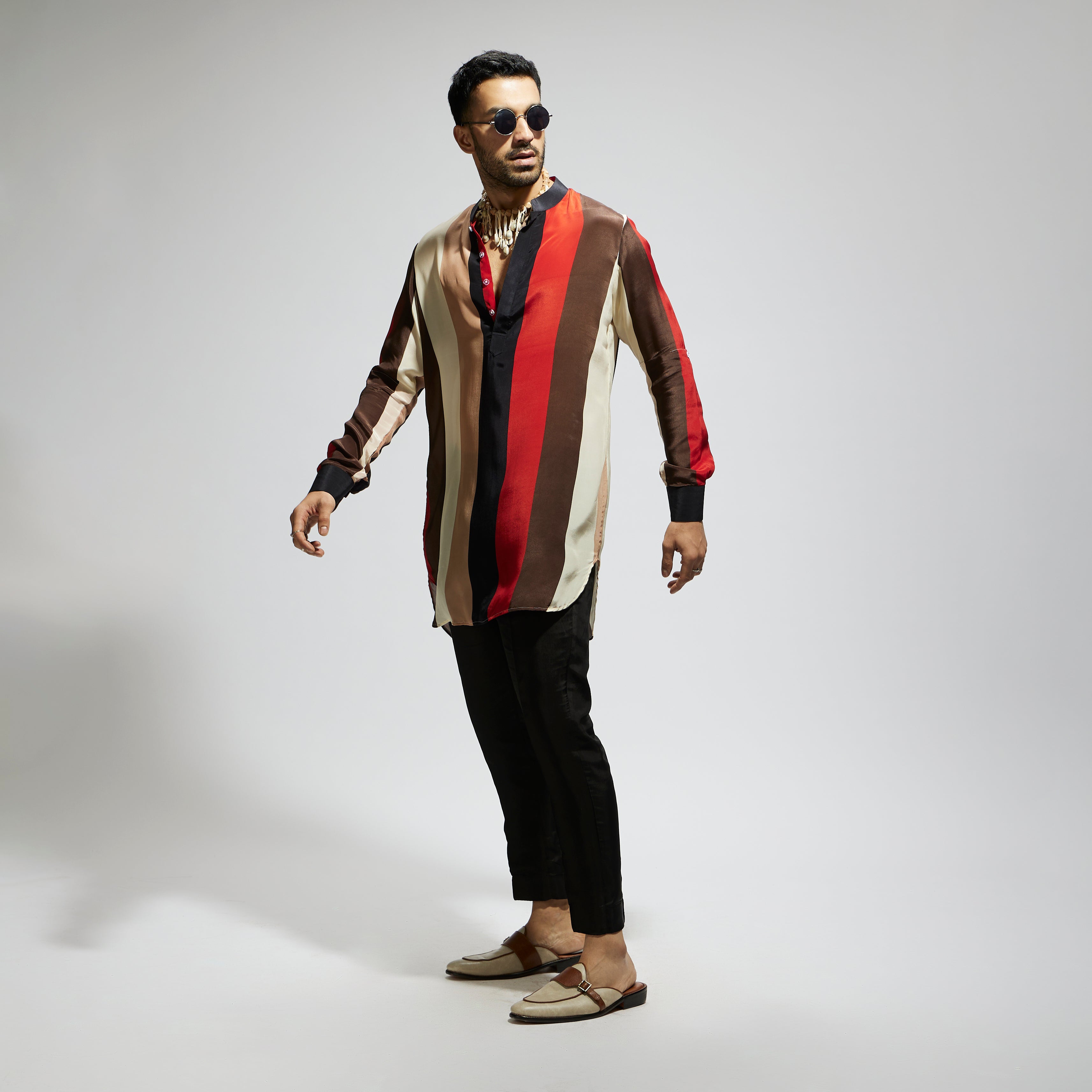 SAMSARA STRIPE ROLLED UP SLEEVES KURTA