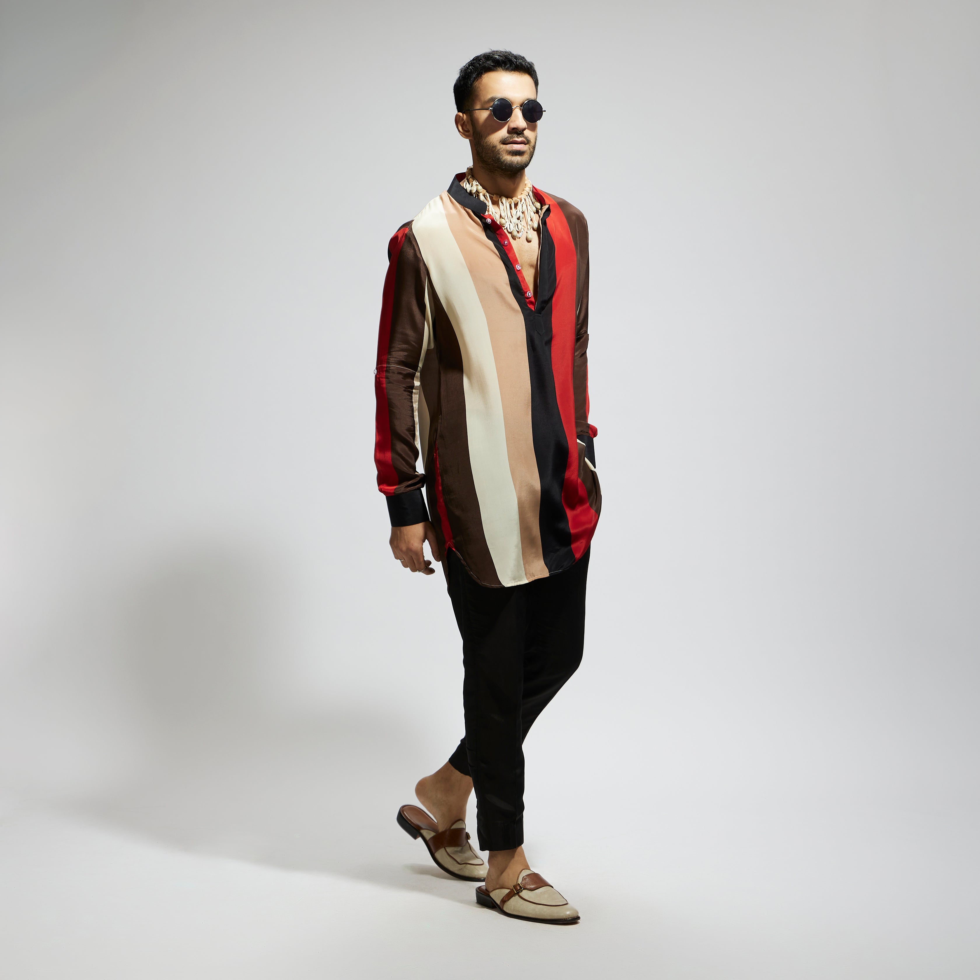 SAMSARA STRIPE ROLLED UP SLEEVES KURTA