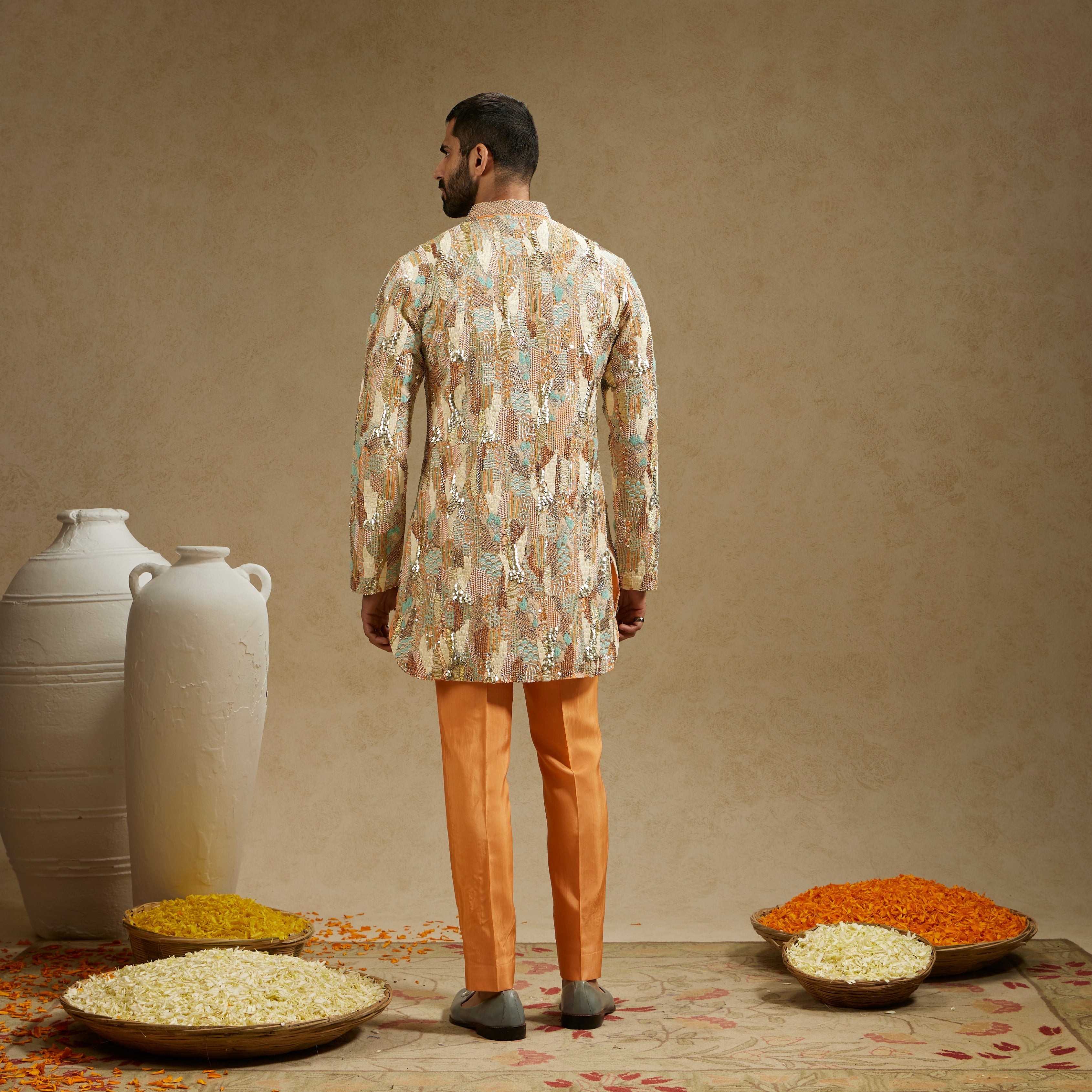 ORANGE EMBELLISHED KURTA SET