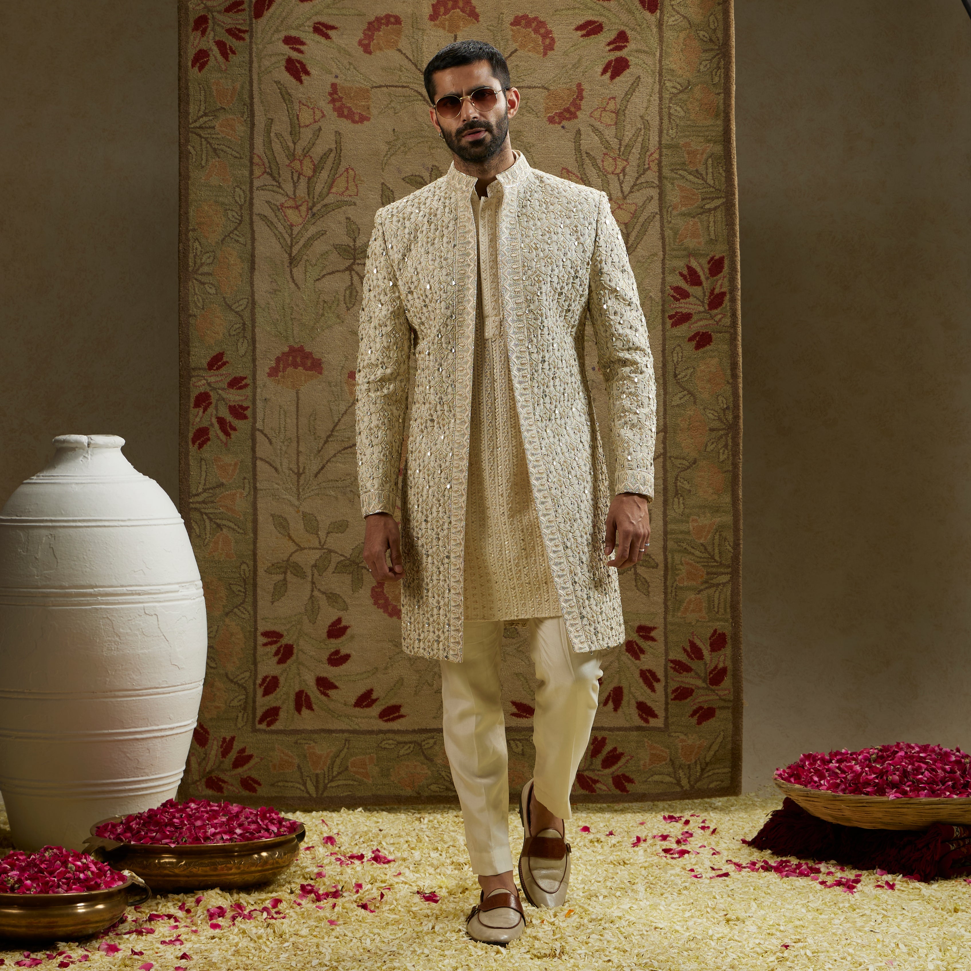 MAGNOLIA EMBELLISHED SHERWANI WITH PANTS