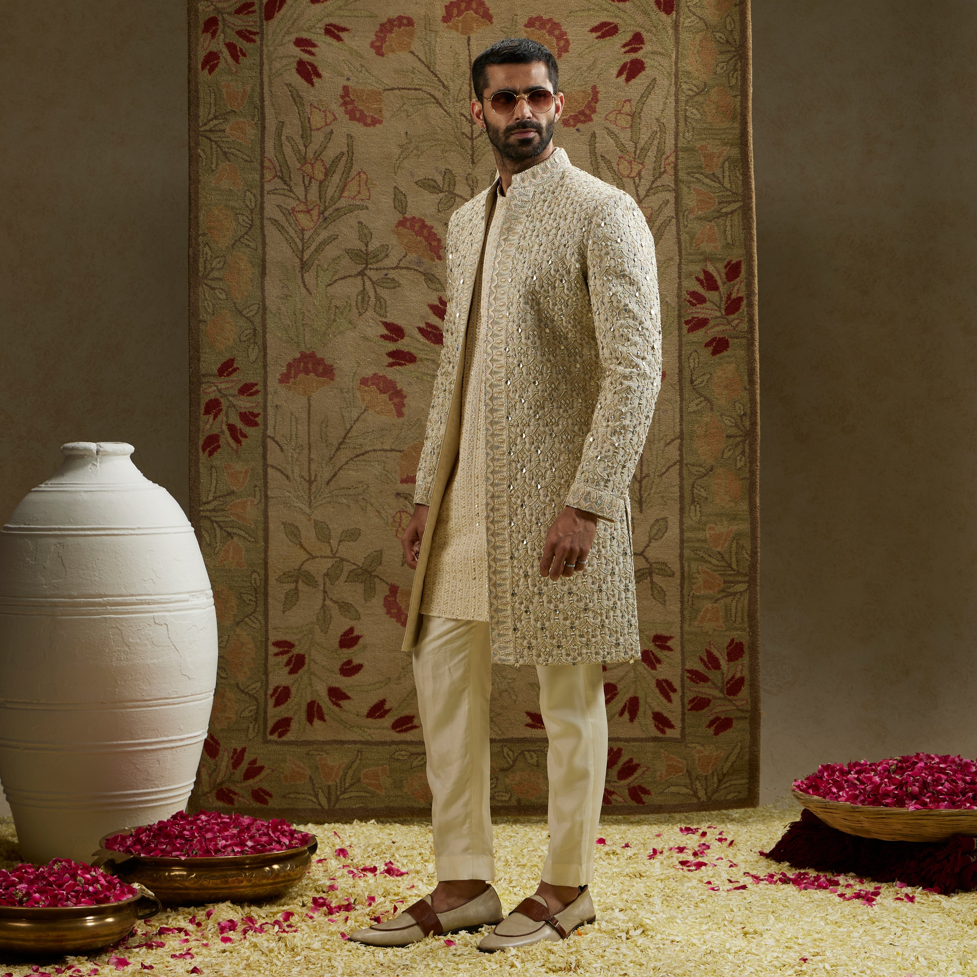 MEHEK: MAGNOLIA EMBELLISHED SHERWANI WITH PANTS