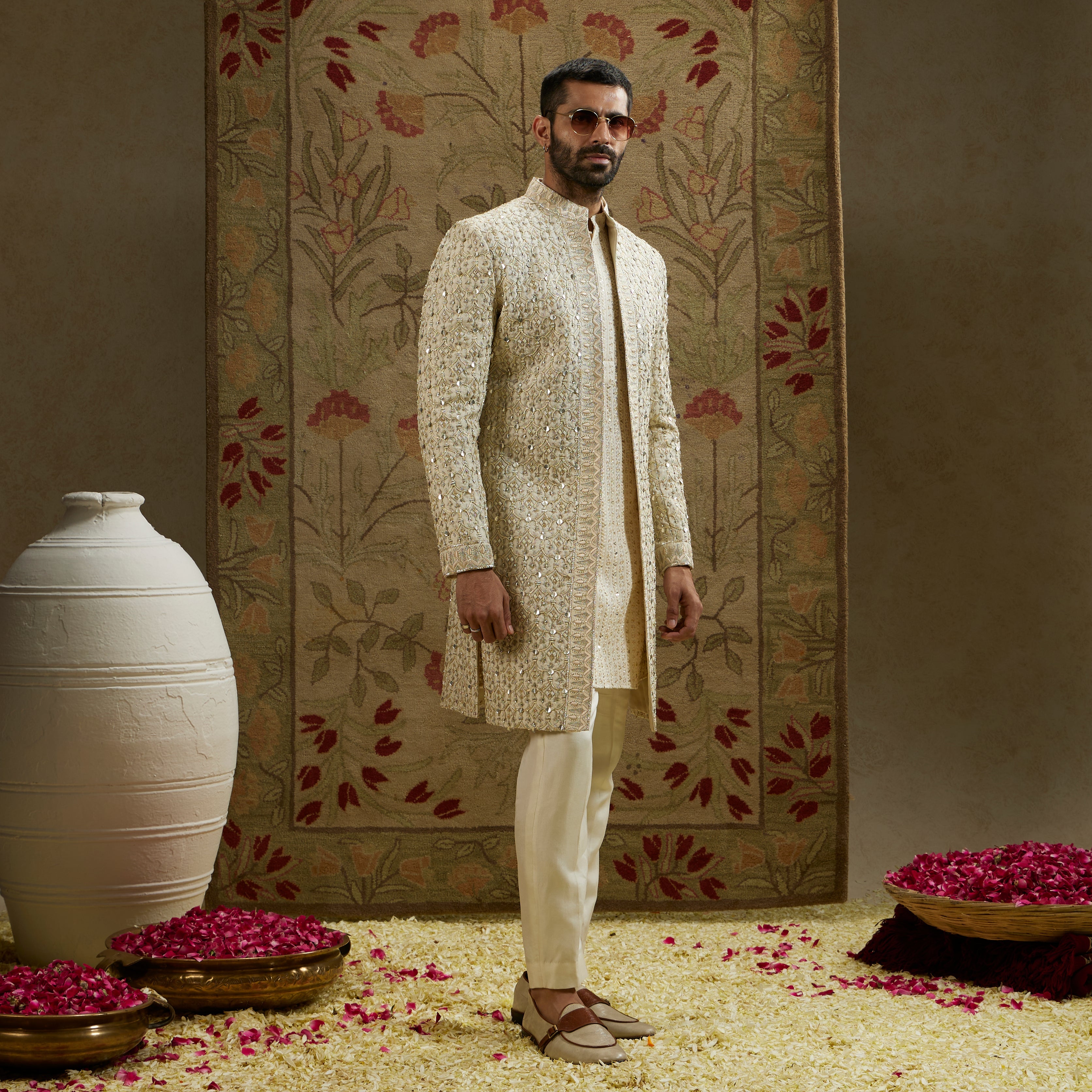 MAGNOLIA EMBELLISHED SHERWANI WITH PANTS