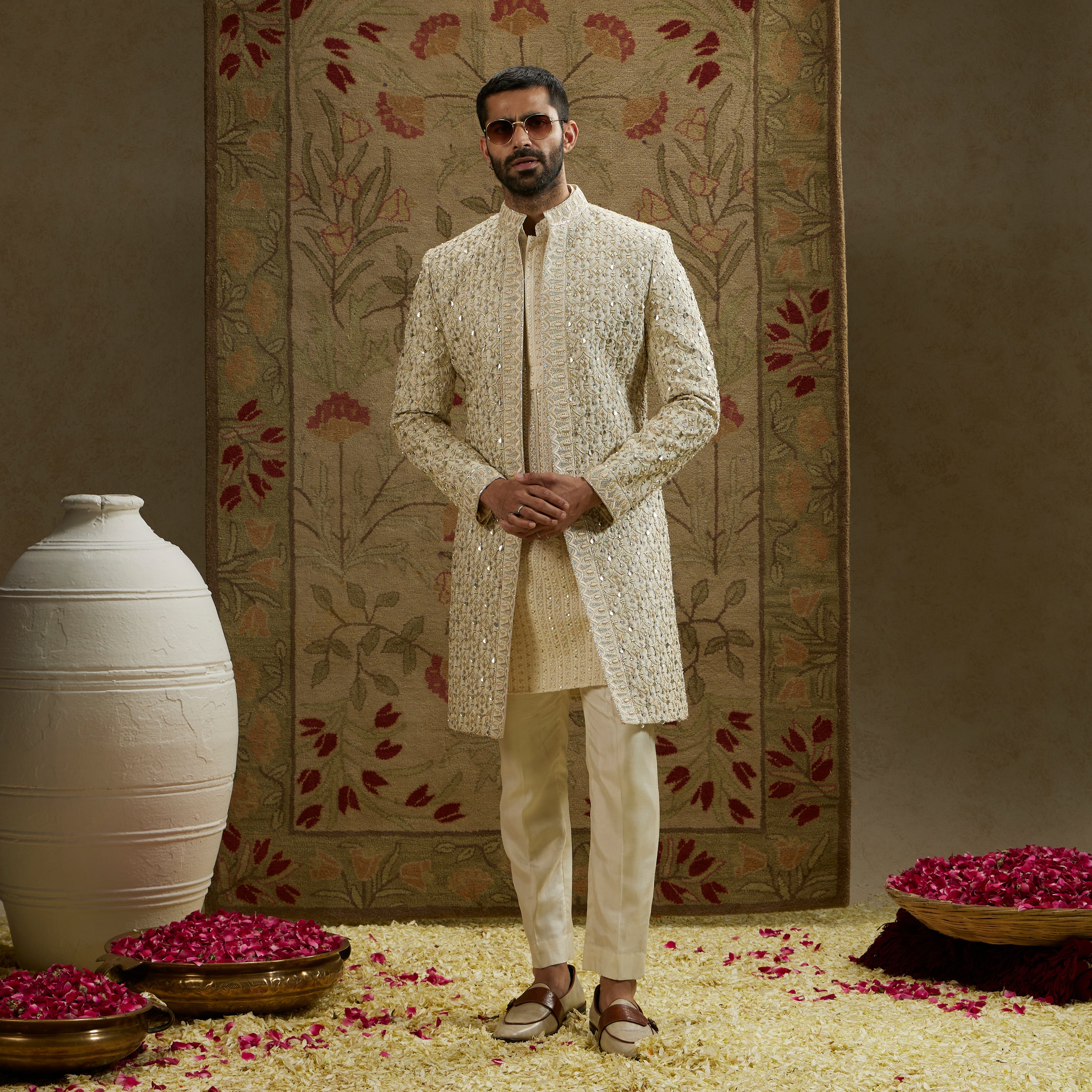 MAGNOLIA EMBELLISHED SHERWANI WITH PANTS