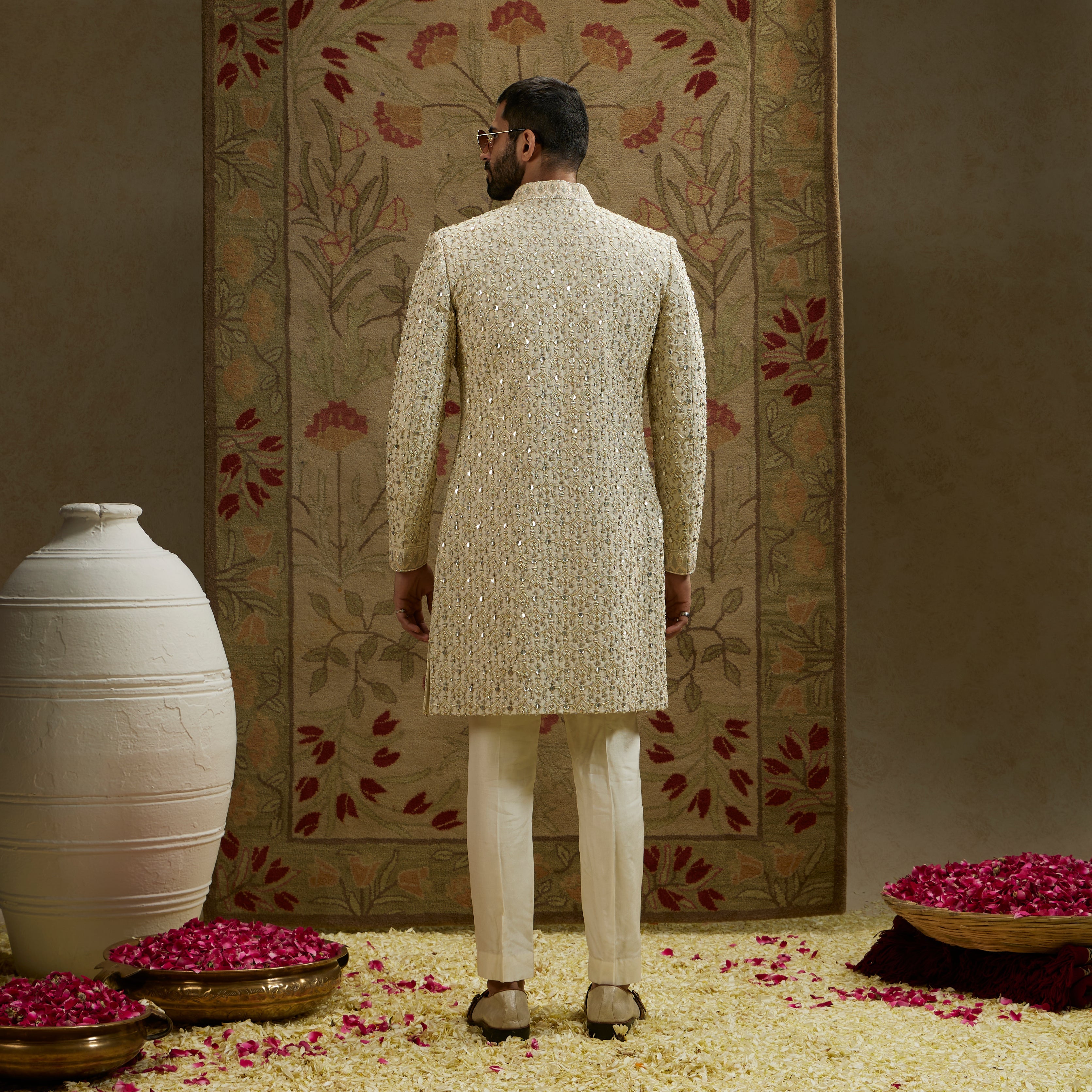 MAGNOLIA EMBELLISHED SHERWANI WITH PANTS