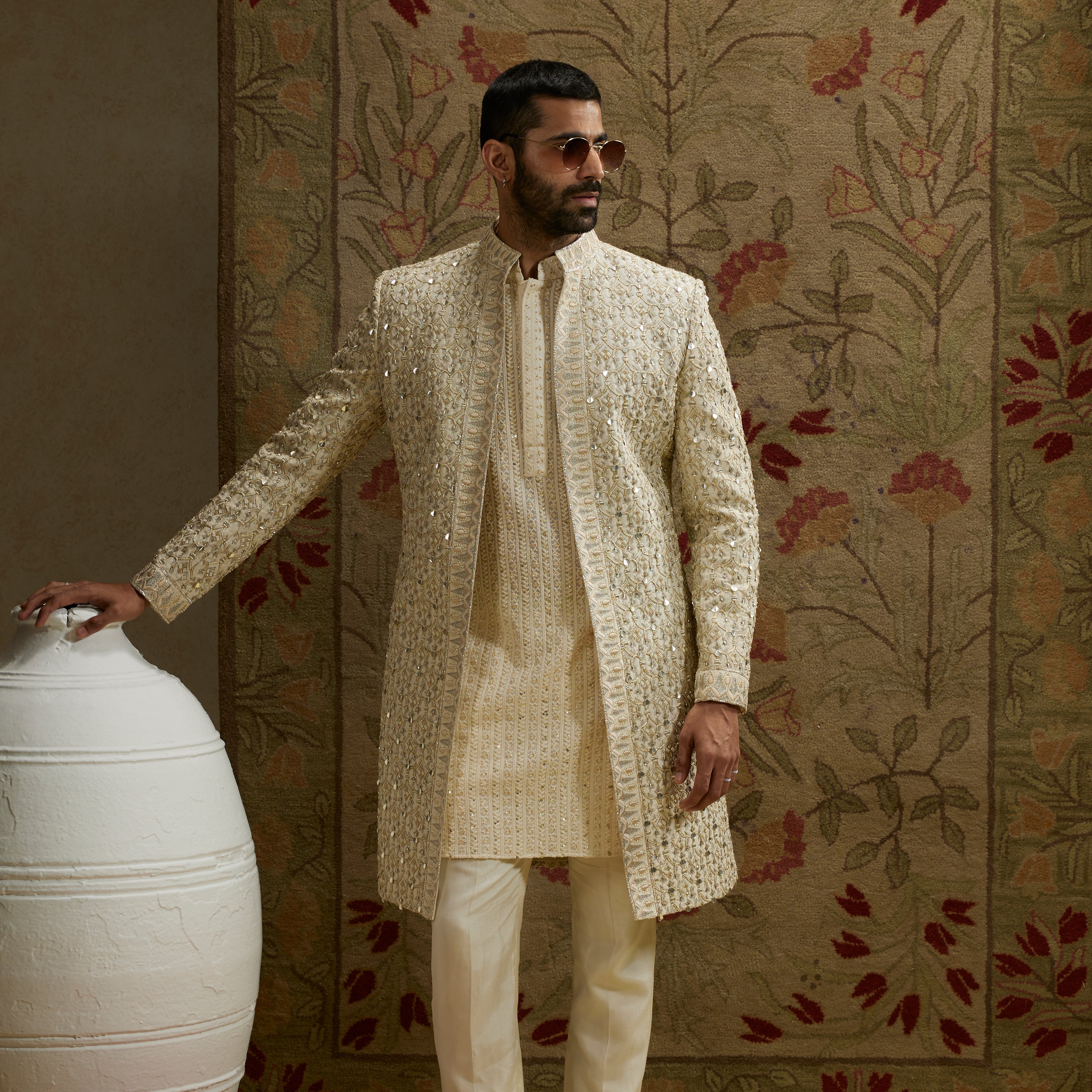 MEHEK: MAGNOLIA EMBELLISHED SHERWANI WITH PANTS