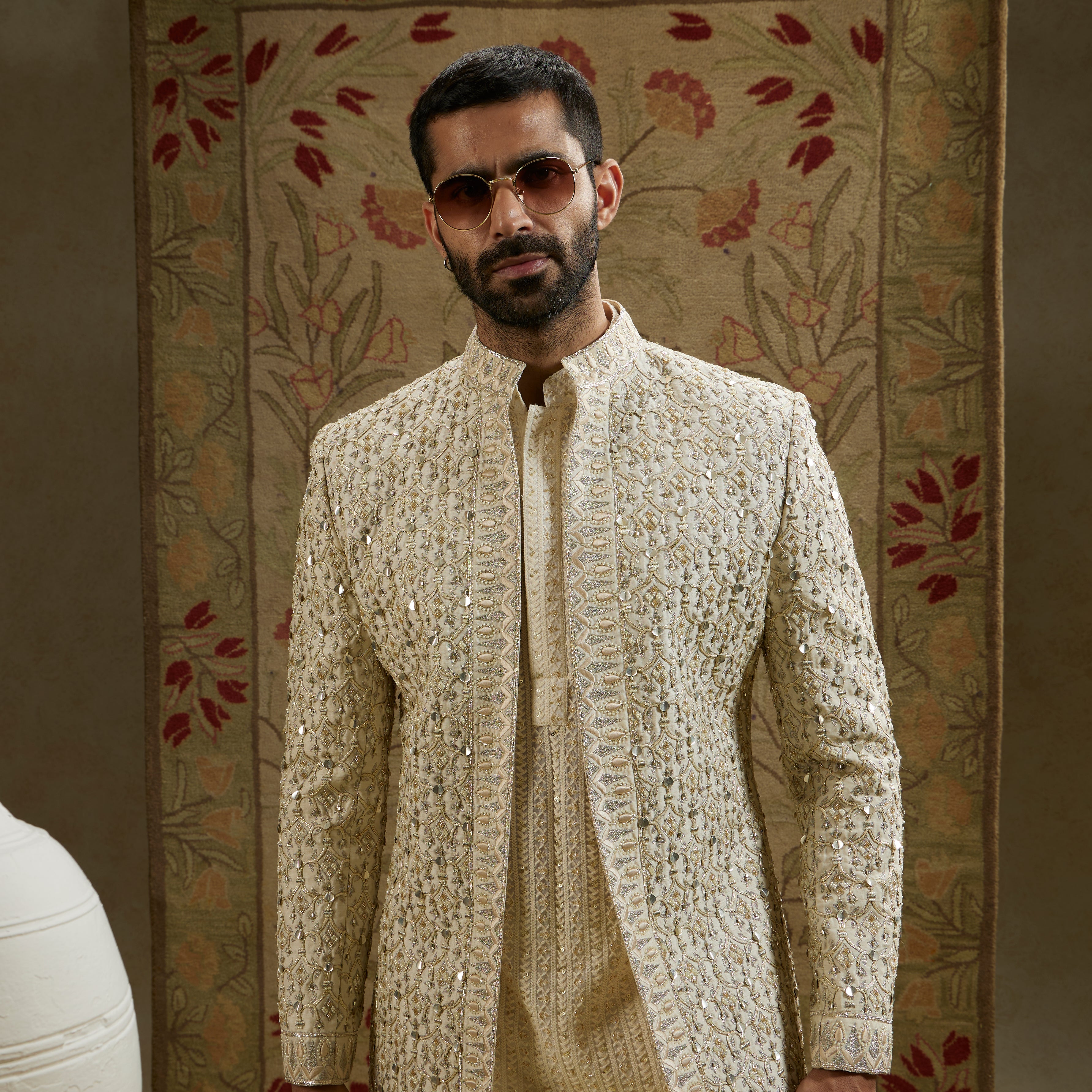 MAGNOLIA EMBELLISHED SHERWANI WITH PANTS