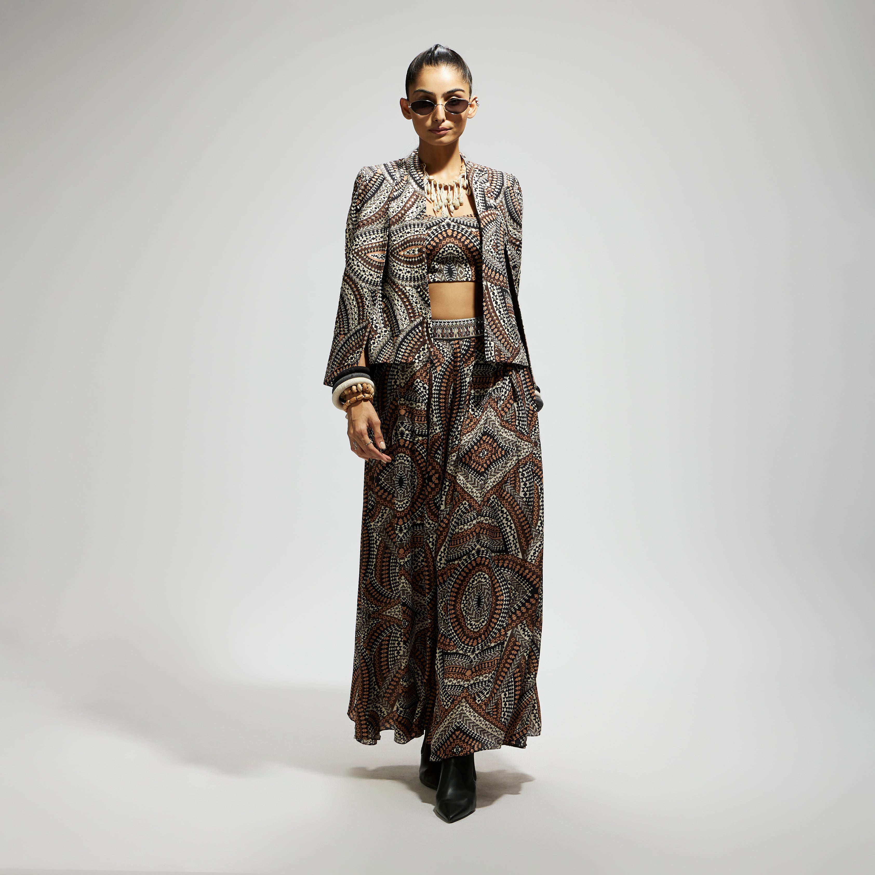 ZENTANGLE PRINT CAPE JACKET SET