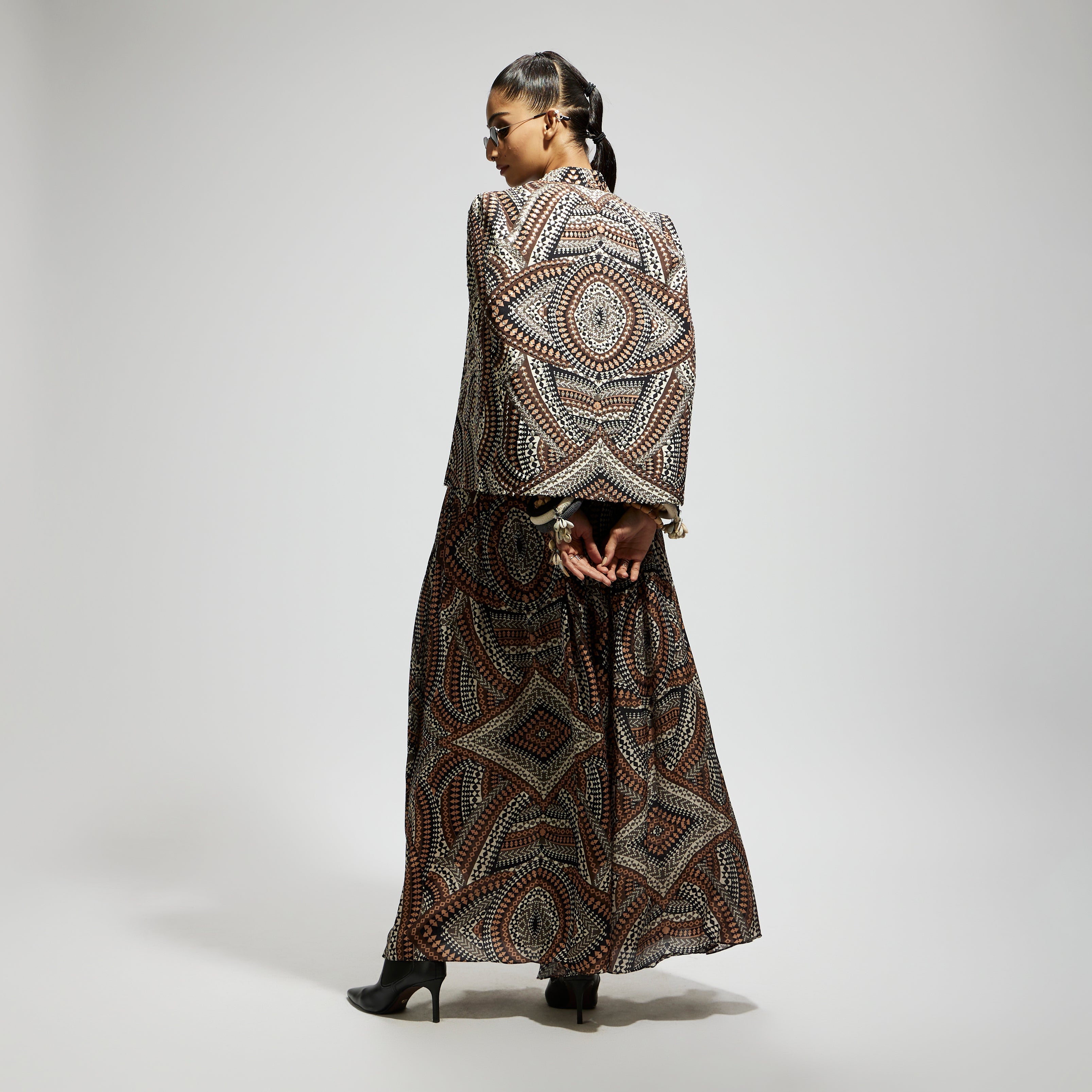 ZENTANGLE PRINT CAPE JACKET SET