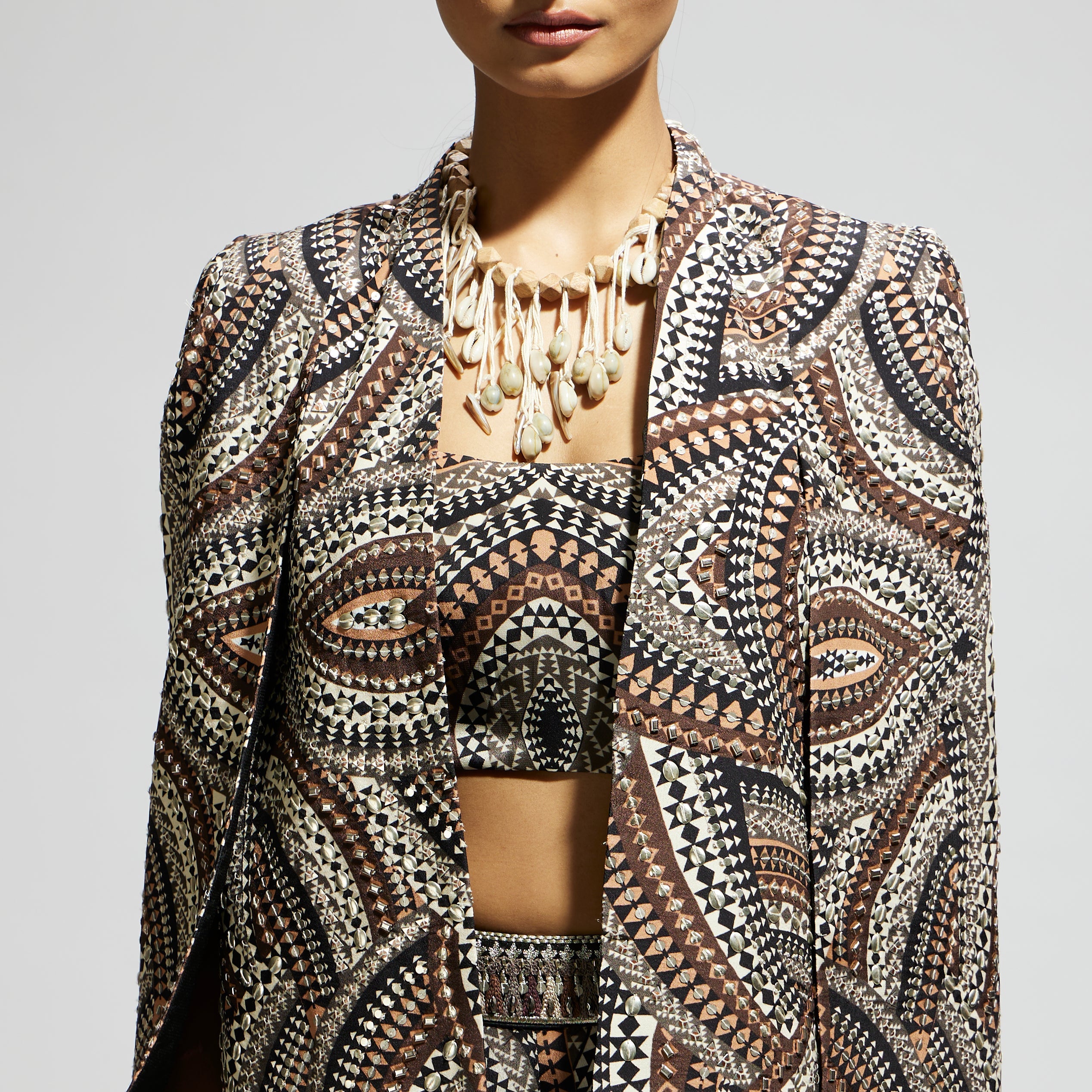 ZENTANGLE PRINT CAPE JACKET SET