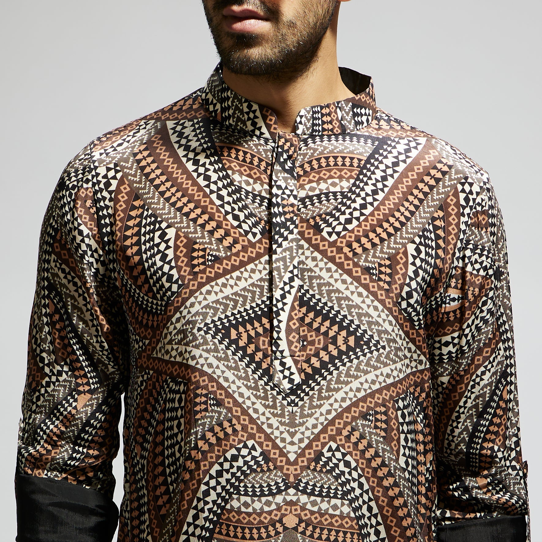 ZENTANGLE PRINT ROLLED UP SLEEVES KURTA