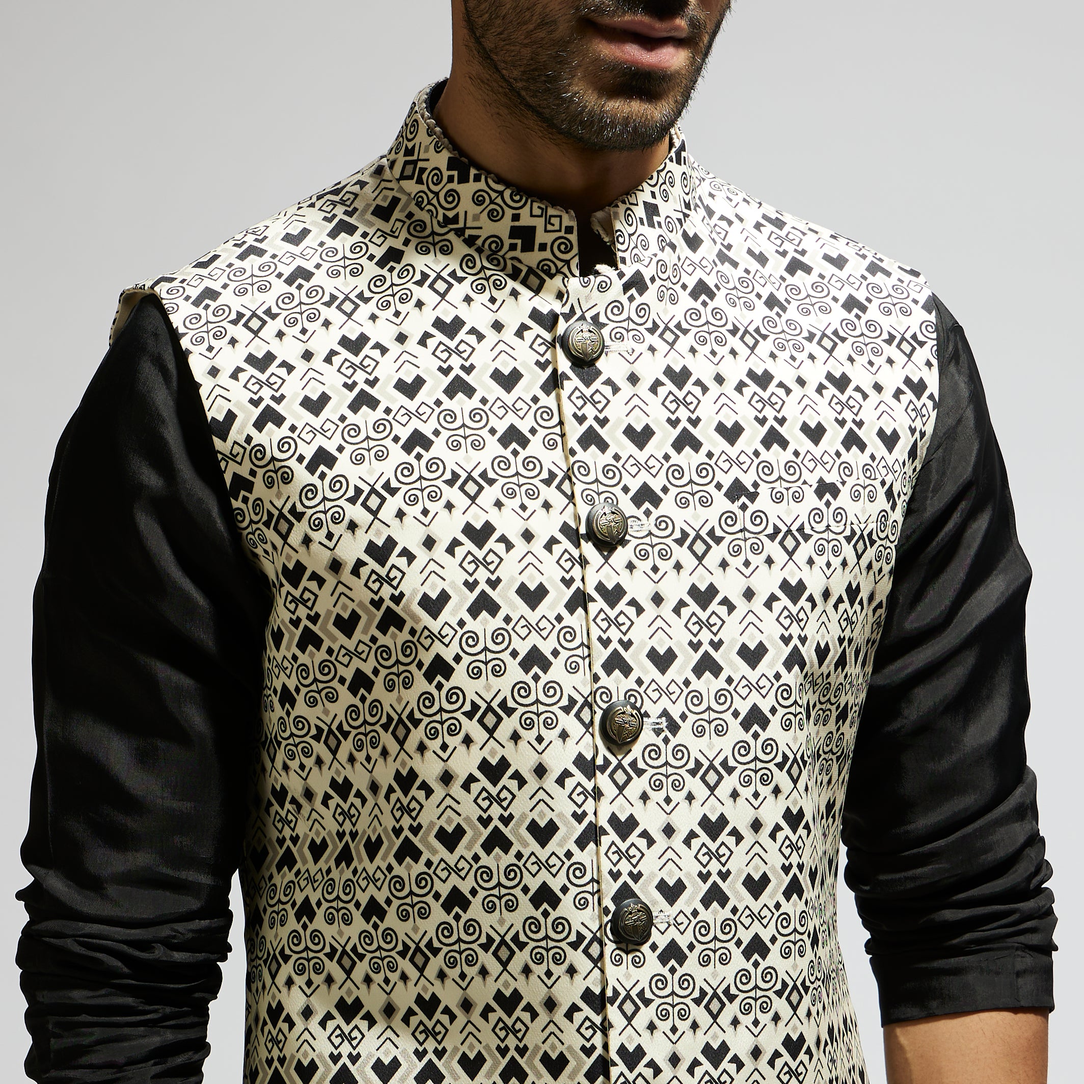 WHITE GEO PRINTED BUNDI ONLY