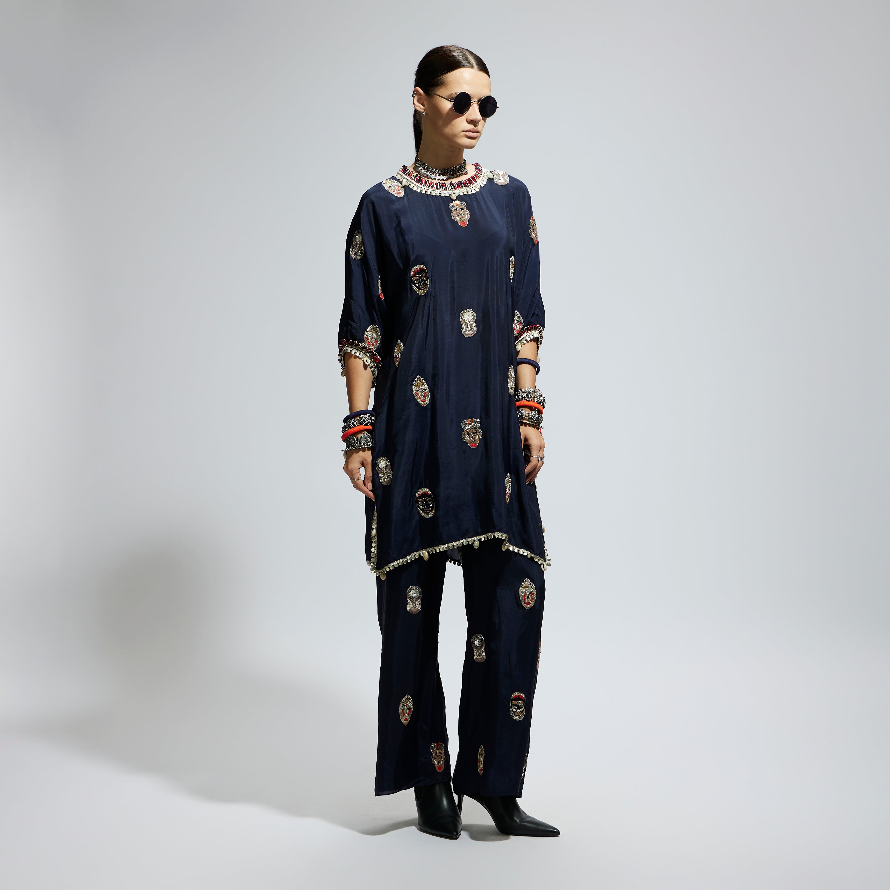 MEHEK: BLUE MASK EMBROIDERED KURTA SET