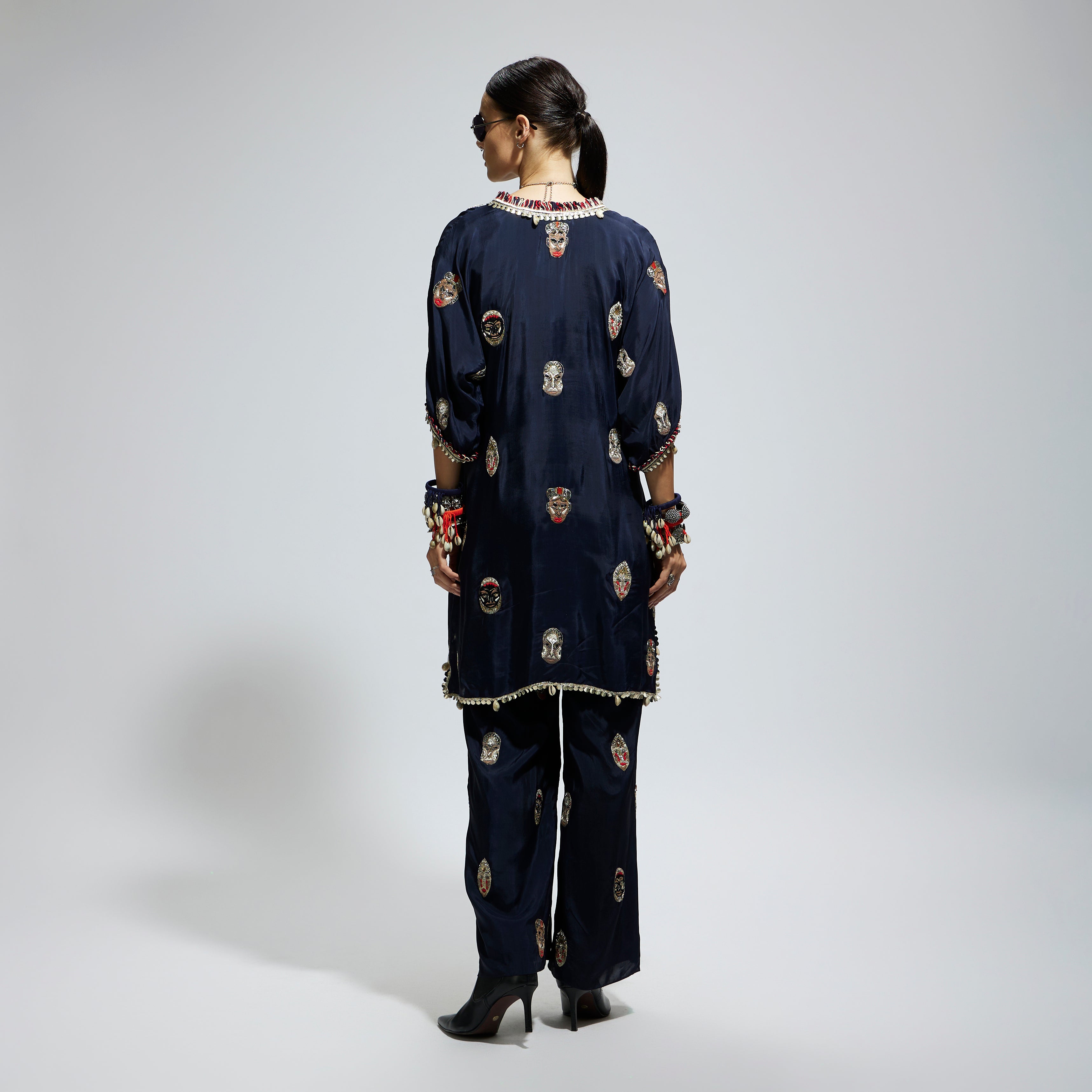 MEHEK: BLUE MASK EMBROIDERED KURTA SET