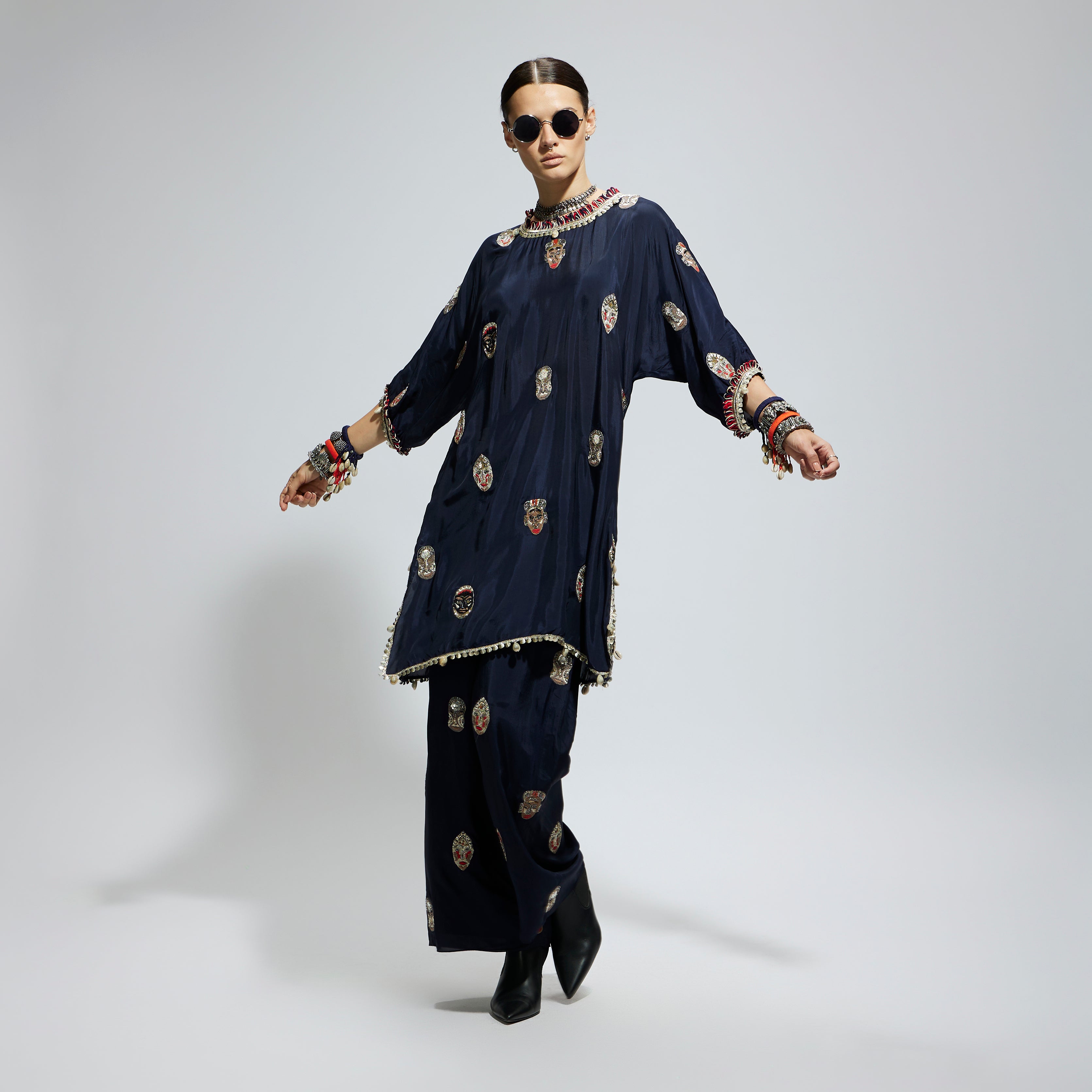 MEHEK: BLUE MASK EMBROIDERED KURTA SET