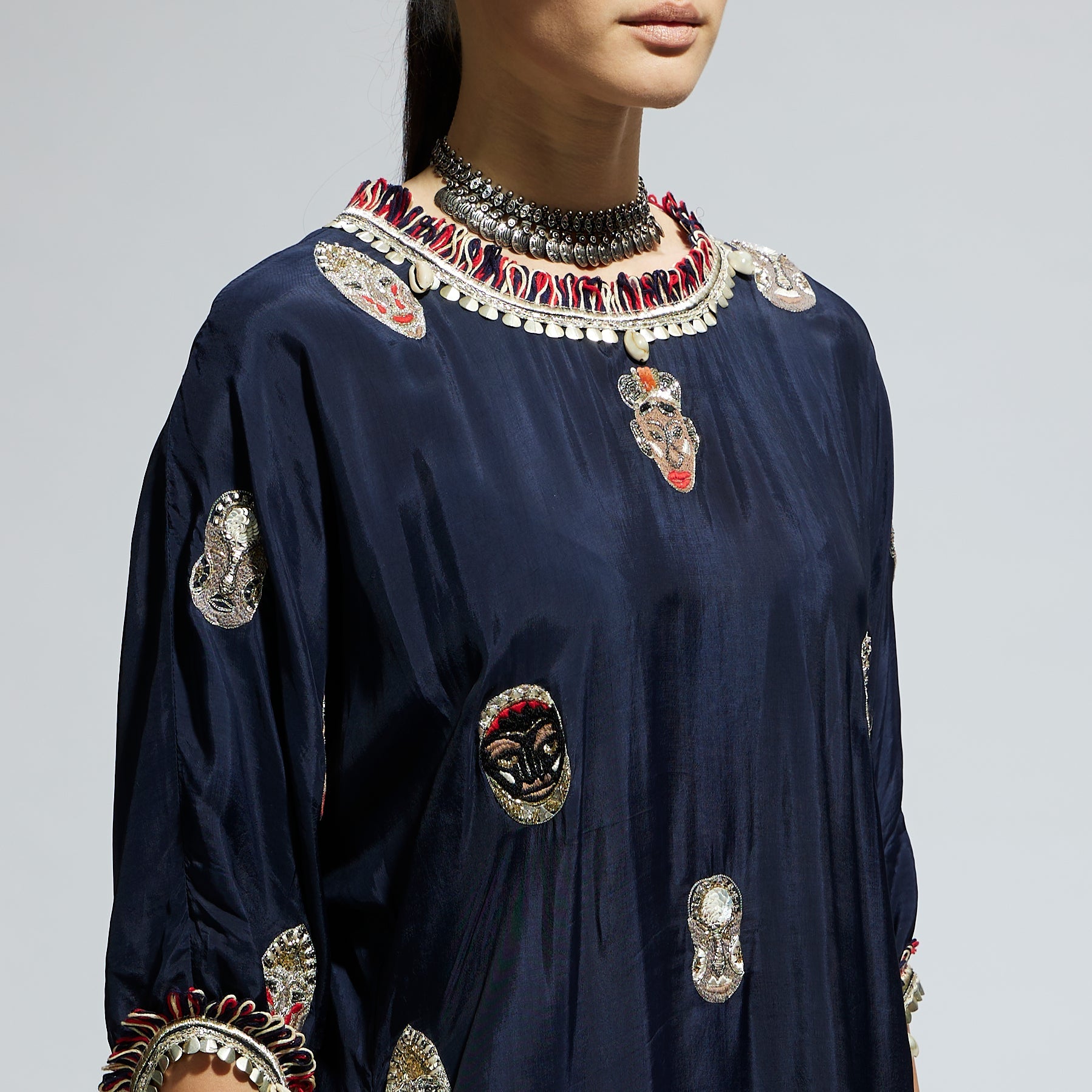 MEHEK: BLUE MASK EMBROIDERED KURTA SET