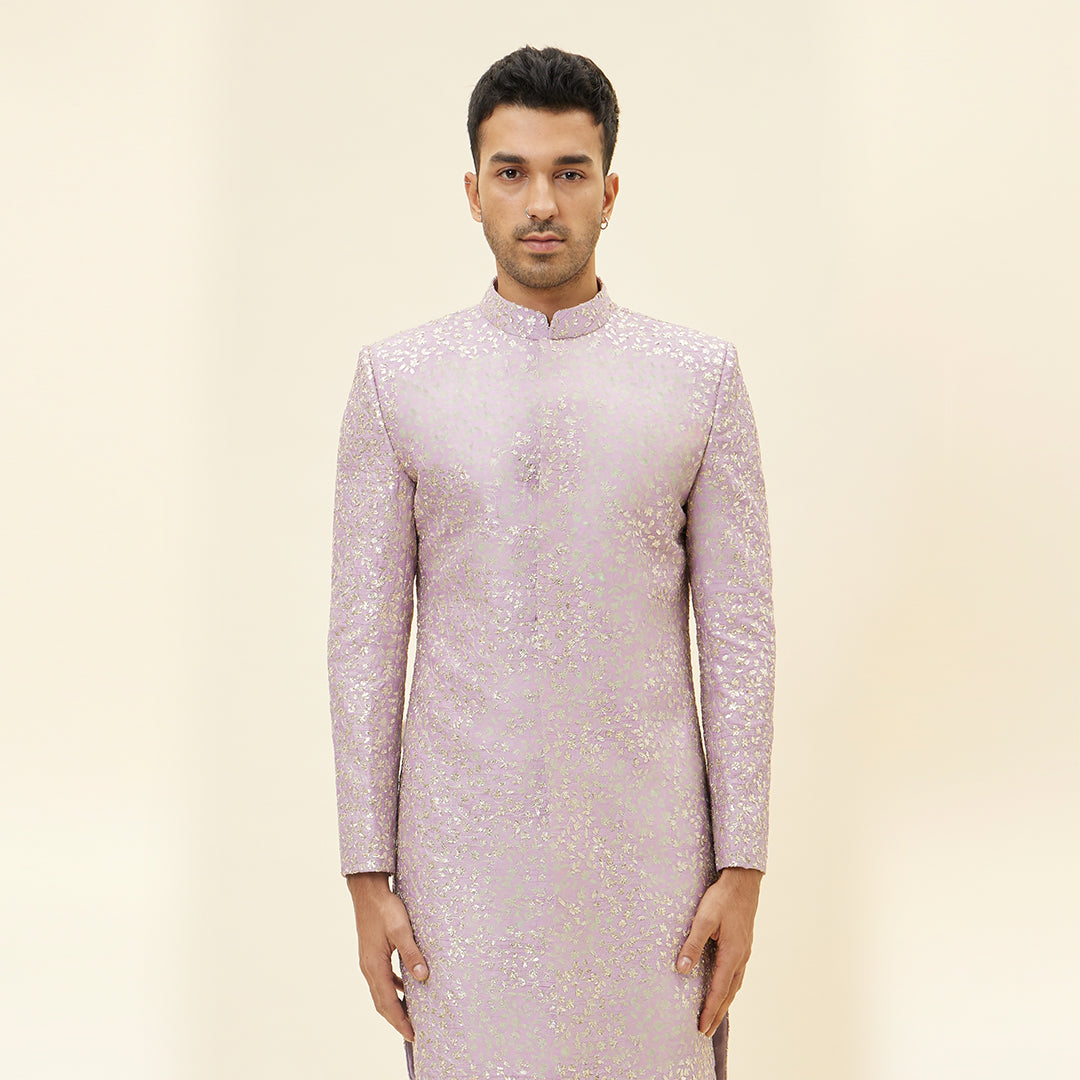 LILAC EMB JAAL SHERWANI WITH LILAC PANTS