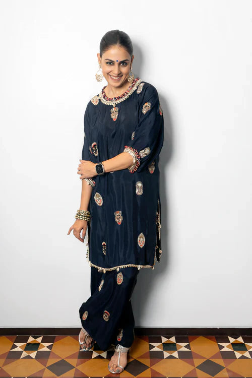 MEHEK: BLUE MASK EMBROIDERED KURTA SET