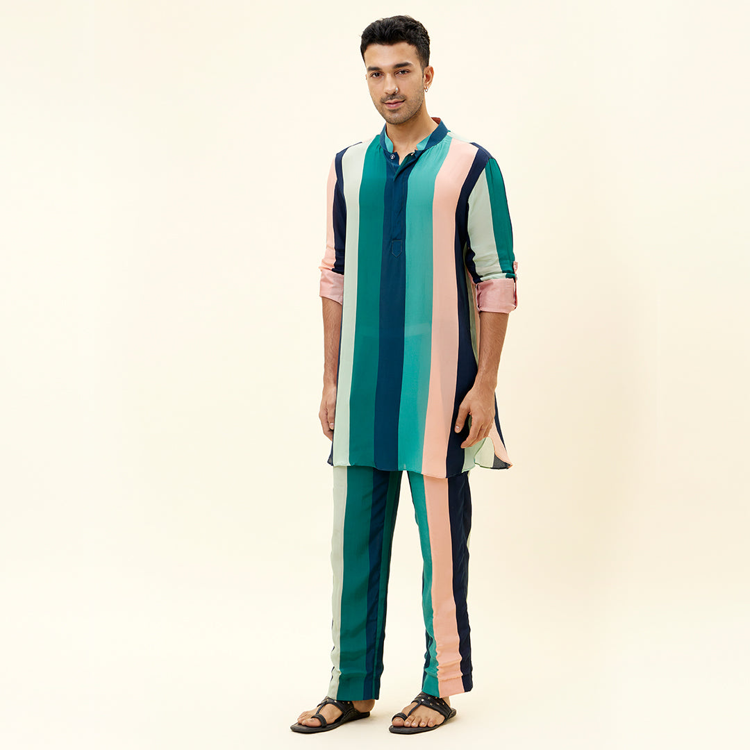 STRIPES PRINT SHORT SHIRT STYLE KURTA