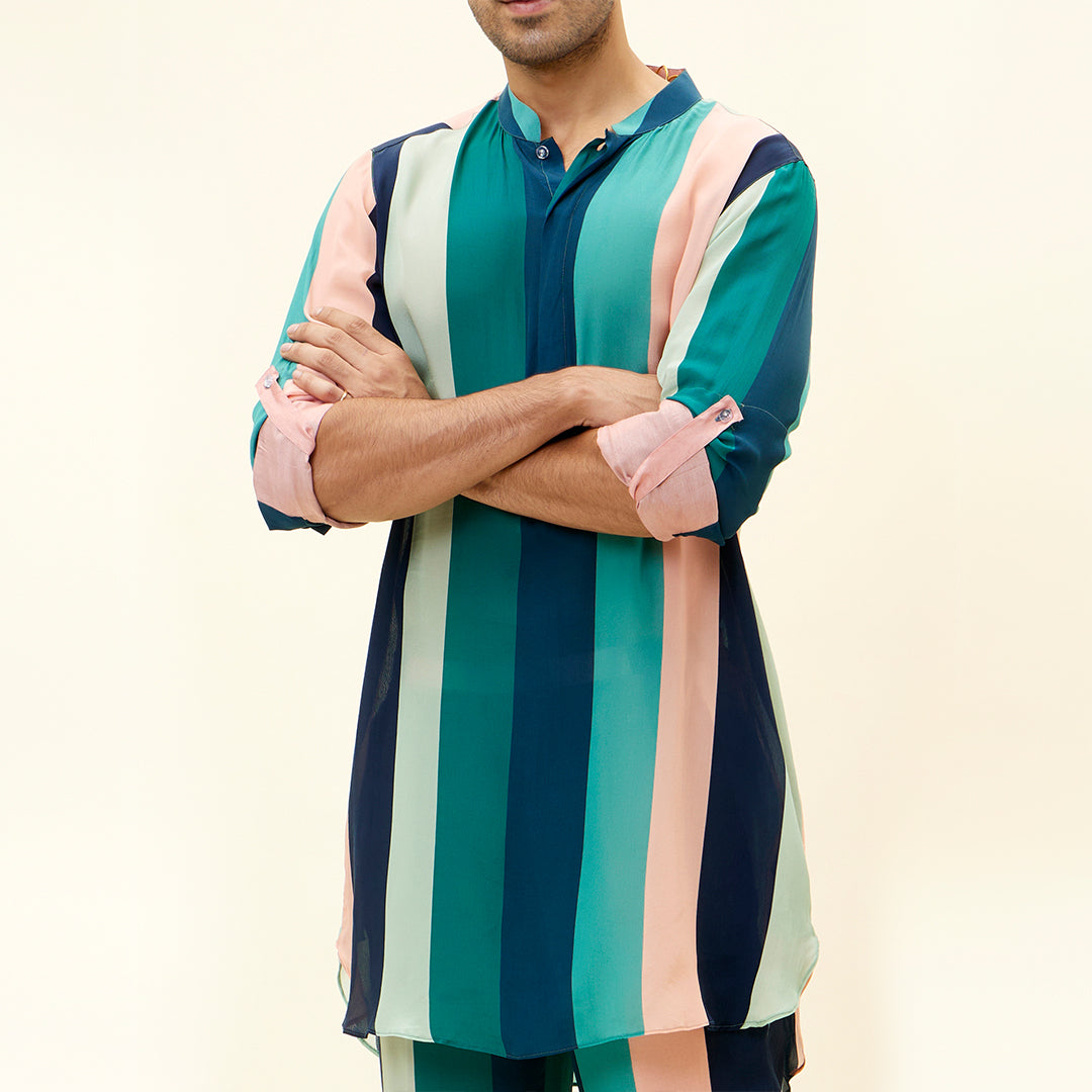 STRIPES PRINT SHORT SHIRT STYLE KURTA