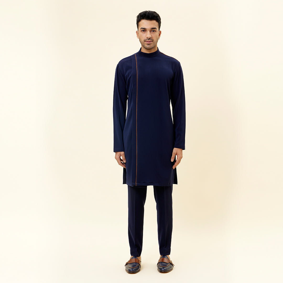 BLUE VOLVO OVERLAP KURTA WITH PANTS