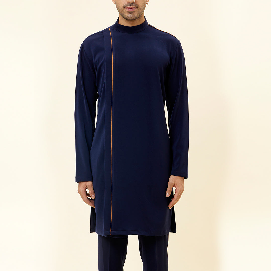 BLUE VOLVO OVERLAP KURTA WITH PANTS