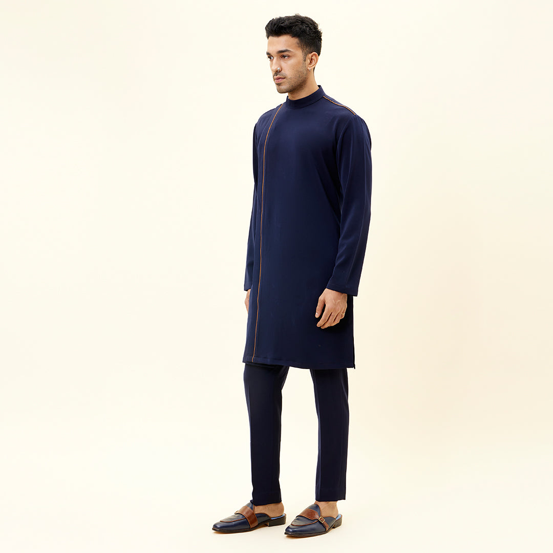 BLUE VOLVO OVERLAP KURTA WITH PANTS