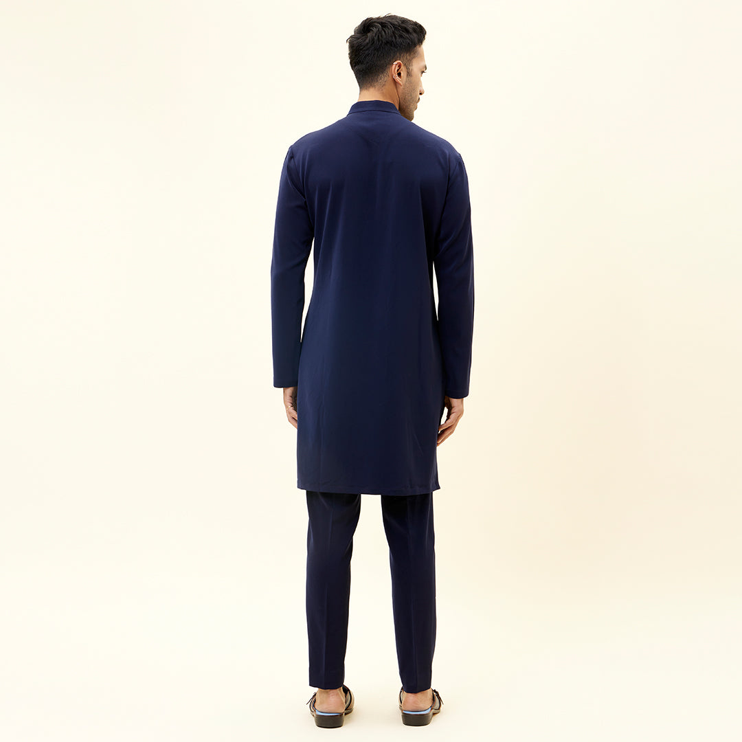 BLUE VOLVO OVERLAP KURTA WITH PANTS