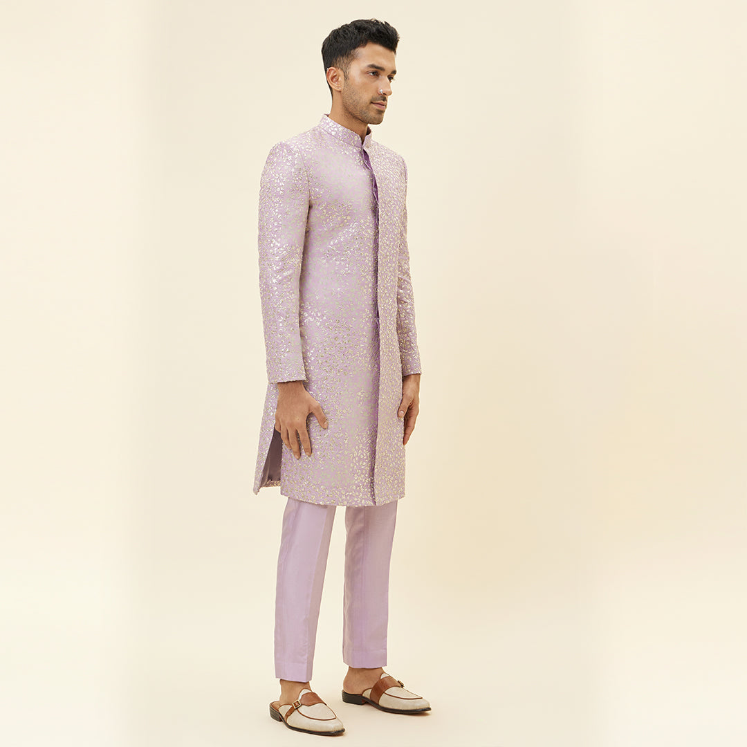 LILAC EMB JAAL SHERWANI WITH LILAC PANTS