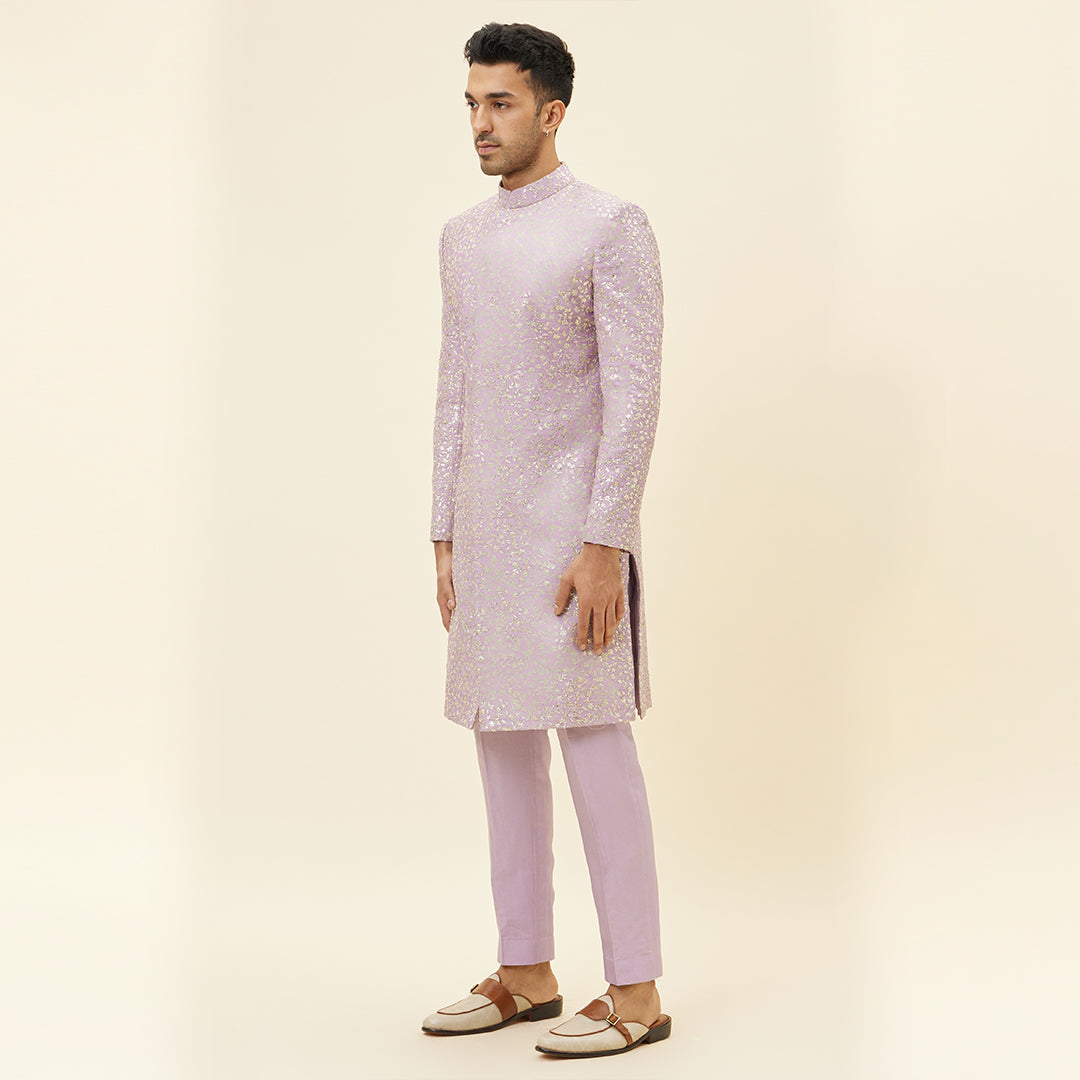 LILAC EMB JAAL SHERWANI WITH LILAC PANTS