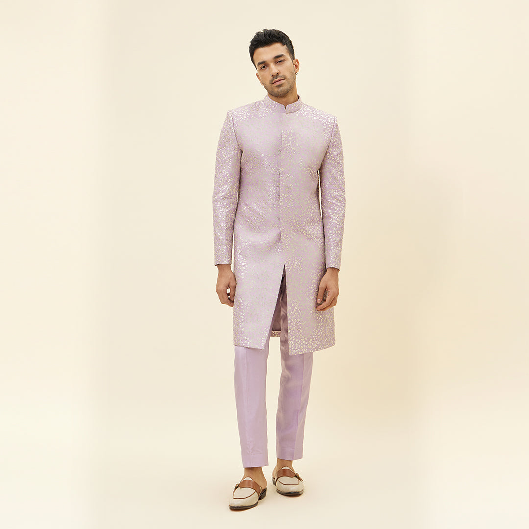 LILAC EMB JAAL SHERWANI WITH LILAC PANTS