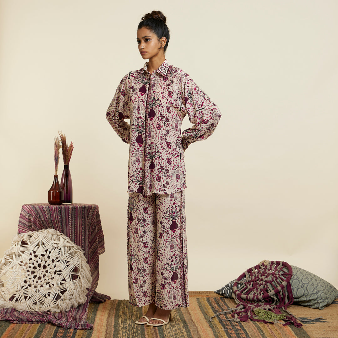 SAFAR MERLOT JAAL OVERSIZED COORD SET