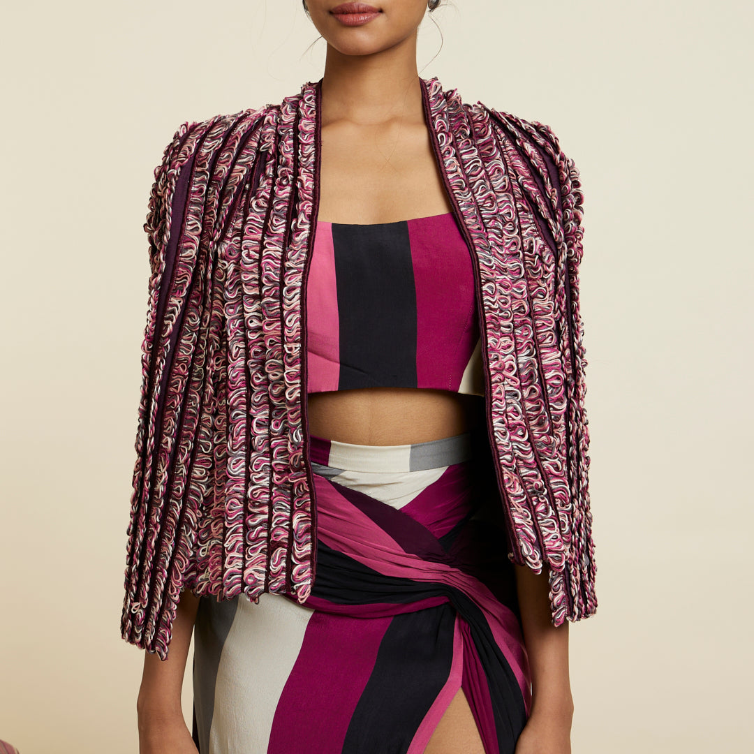 MERLOT TEXTURED NOOR JACKET SET