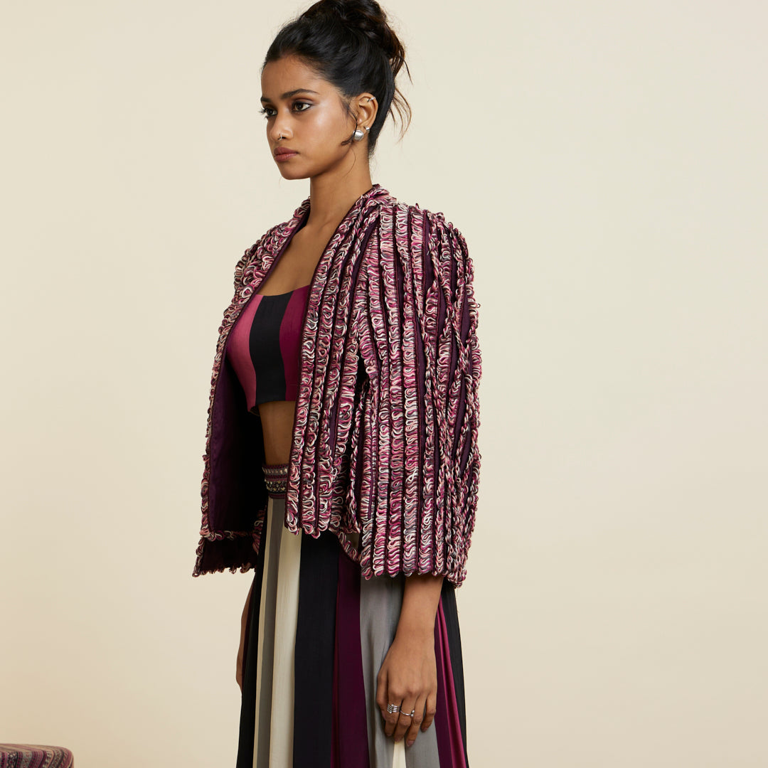 MERLOT TEXTURED NOOR JACKET