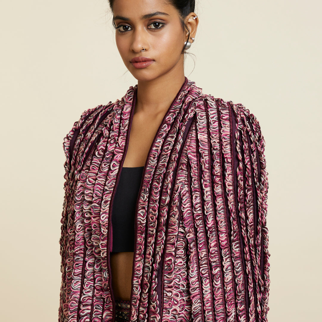 MERLOT TEXTURED NOOR JACKET