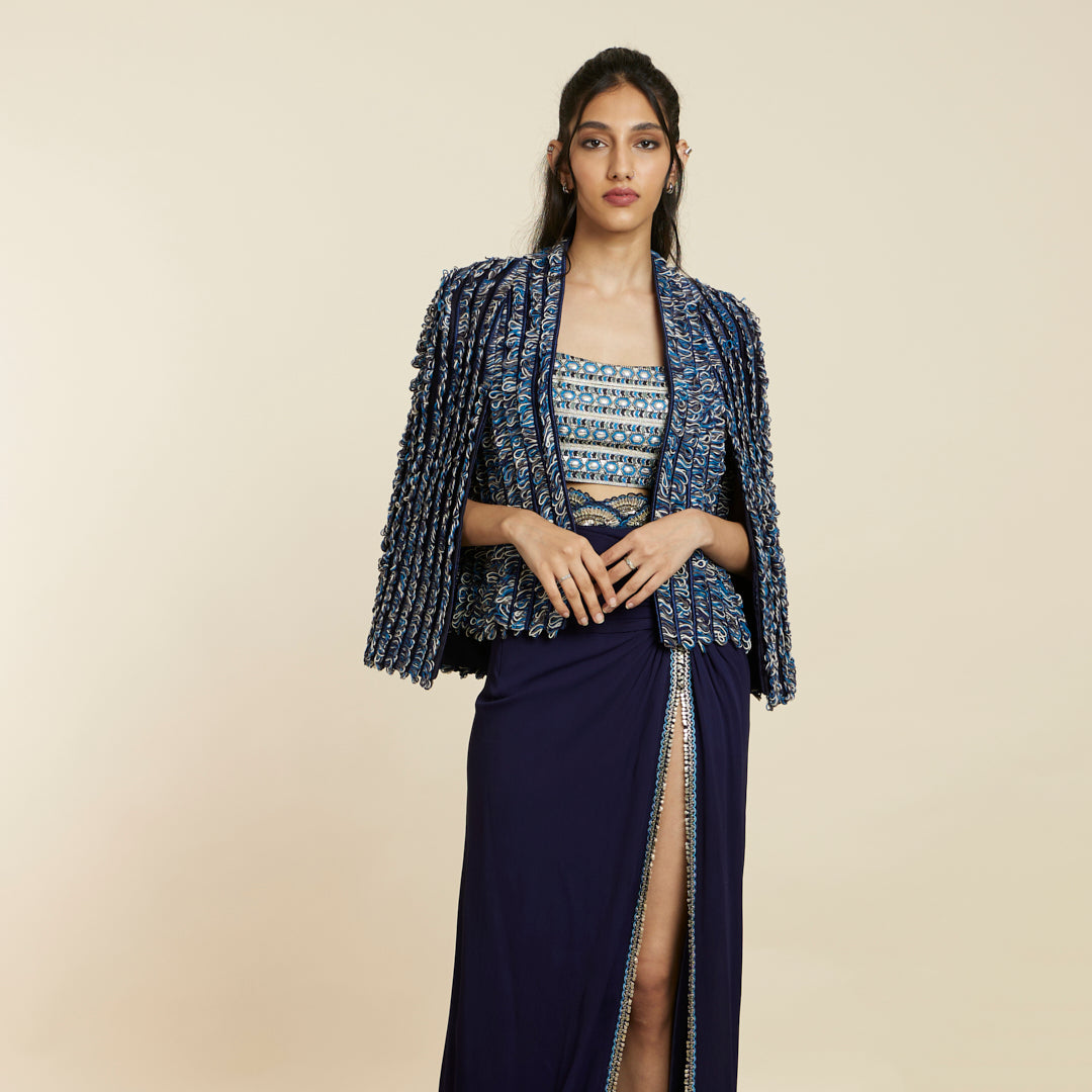 BLUE TEXTURED NOOR JACKET