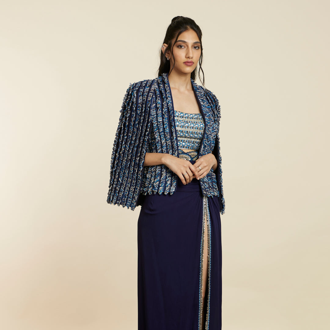 BLUE TEXTURED NOOR JACKET