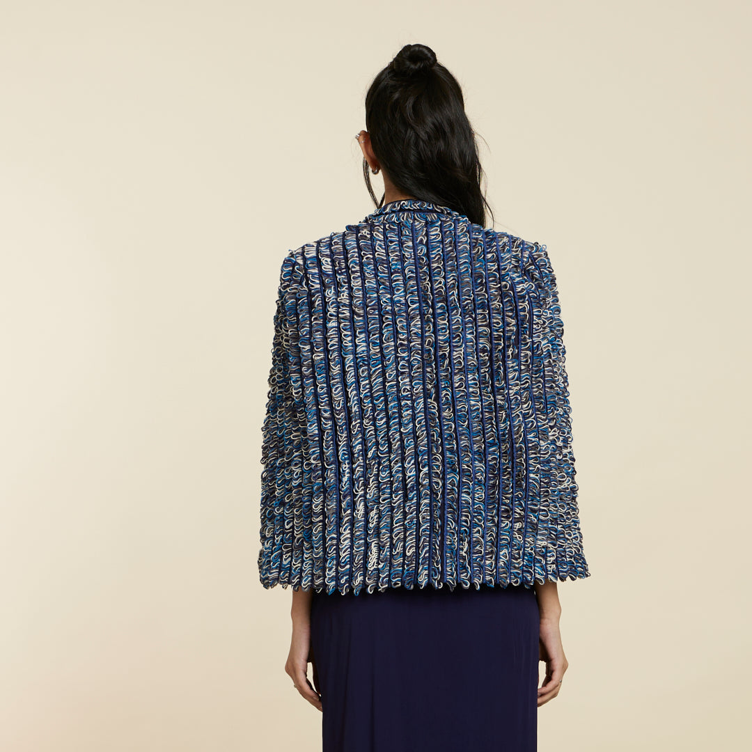 BLUE TEXTURED NOOR JACKET