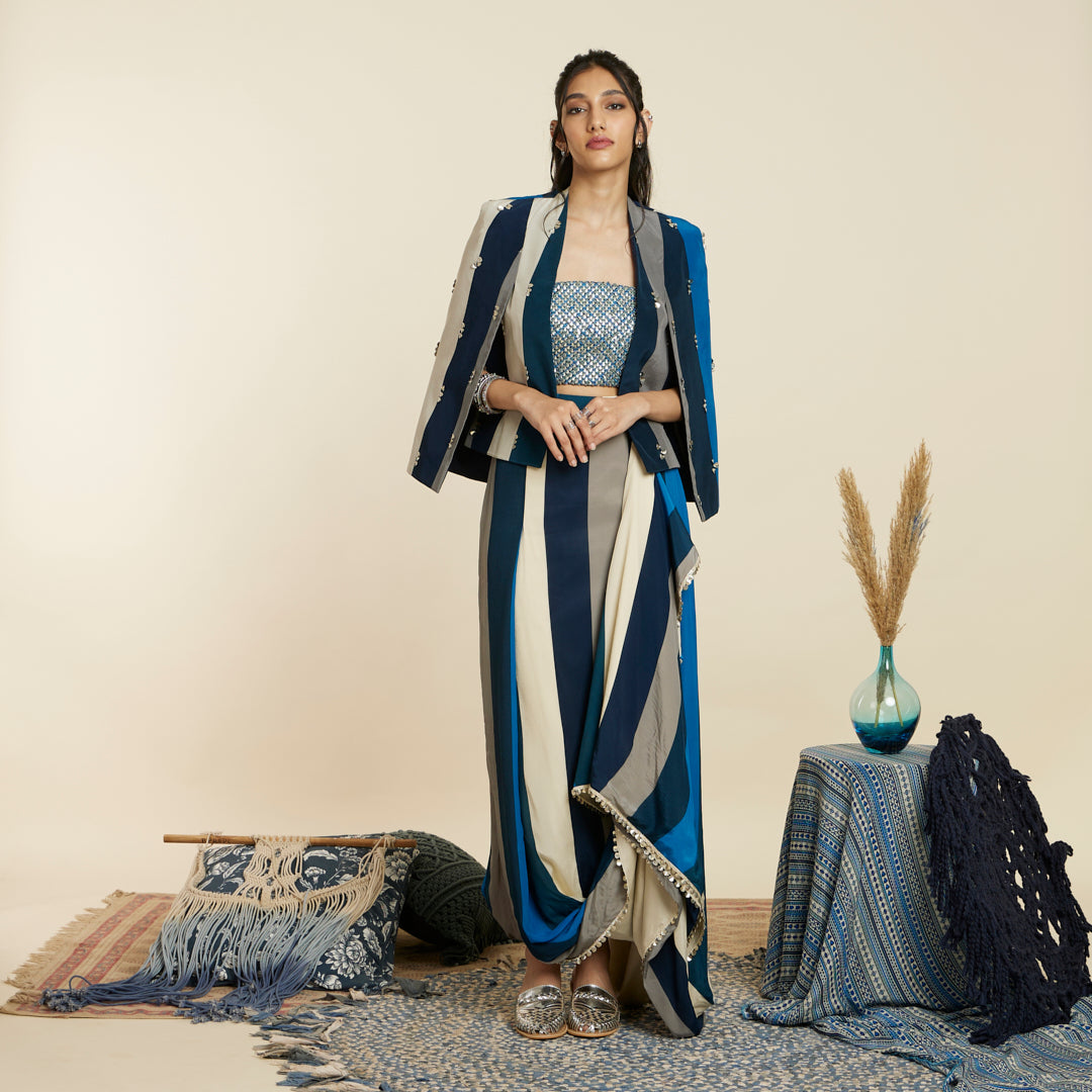 BLUE STRIPE NOOR JACKET SET