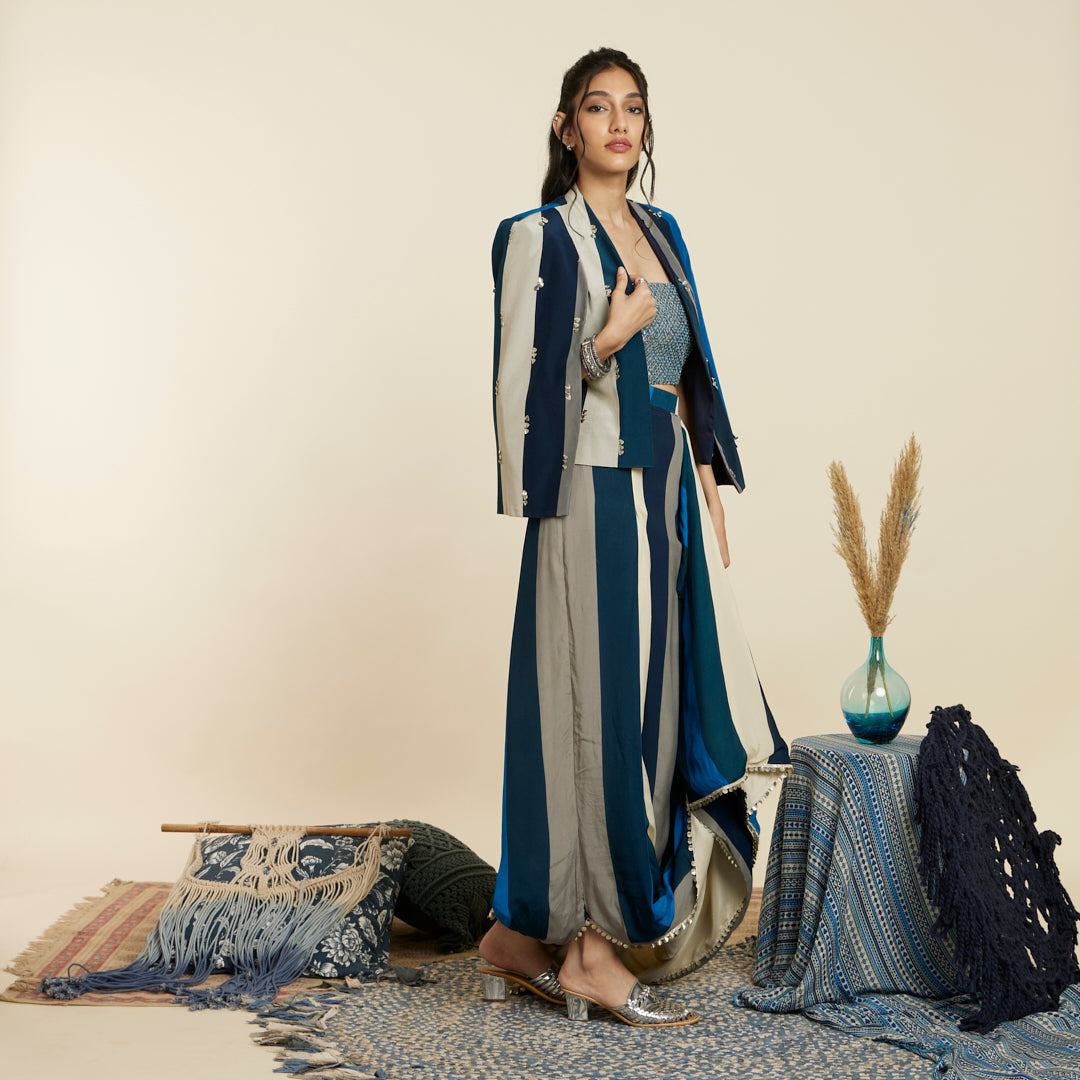 BLUE STRIPE NOOR JACKET SET