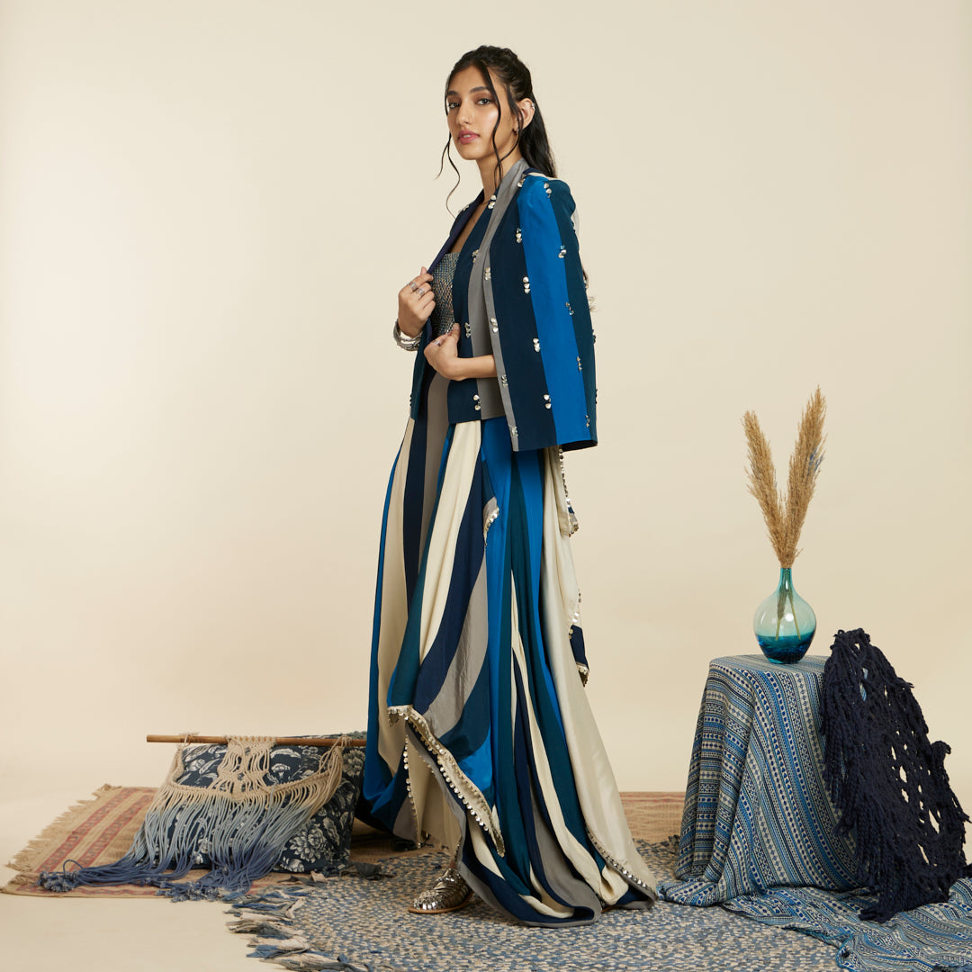 BLUE STRIPE NOOR JACKET SET