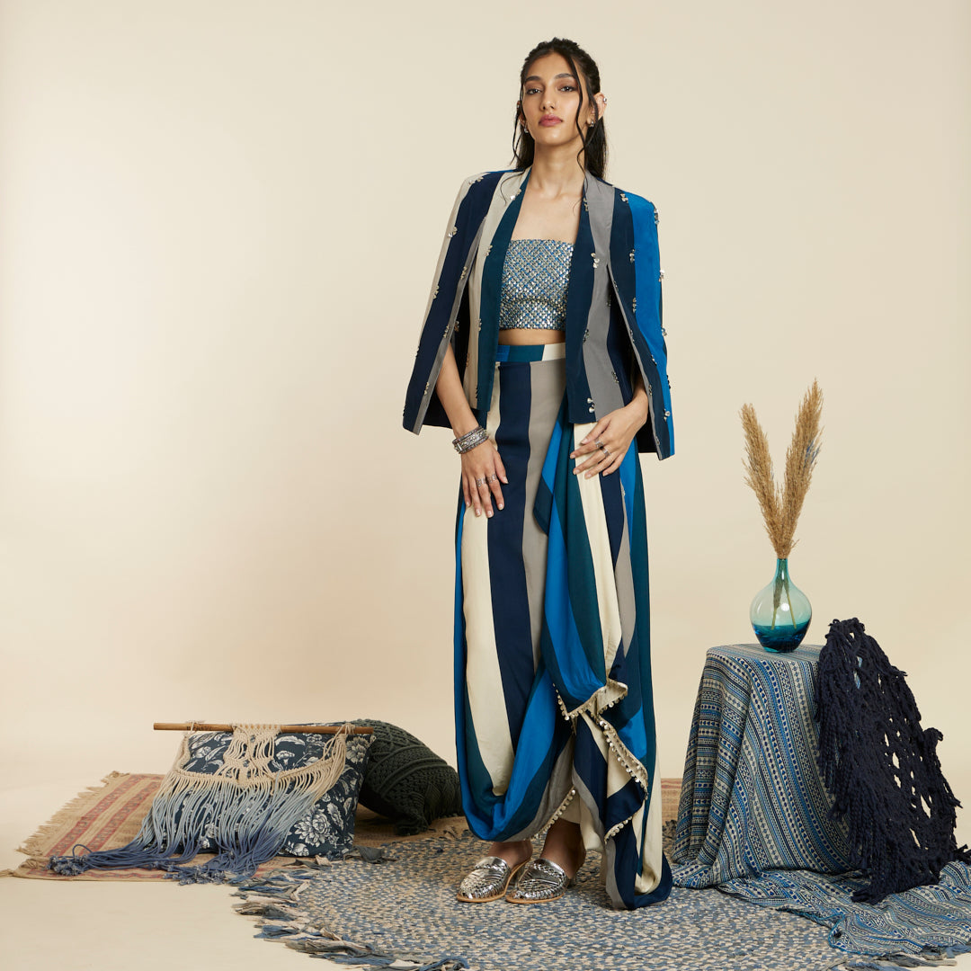 BLUE STRIPE NOOR JACKET SET