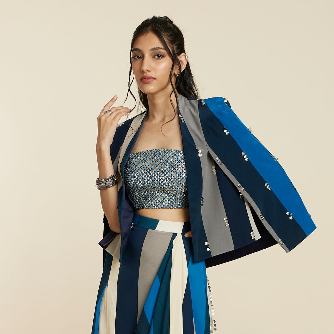 BLUE STRIPE NOOR JACKET SET