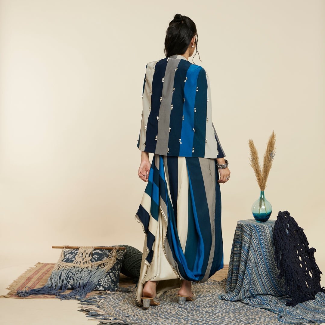 BLUE STRIPE NOOR JACKET SET