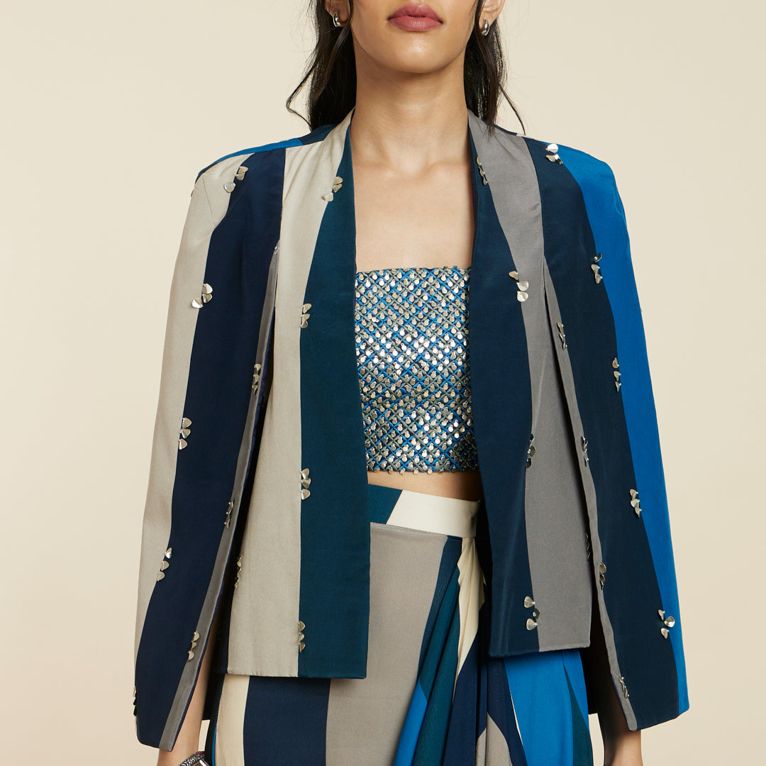 BLUE STRIPE NOOR JACKET SET