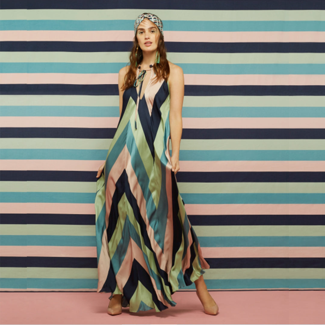 MAXI- BOLD CHEVRON STRIPED FLOWY MAXI.