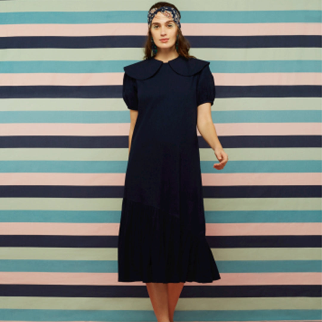 DRESS- PETER PLAN COLLAR MIDI DRESS.