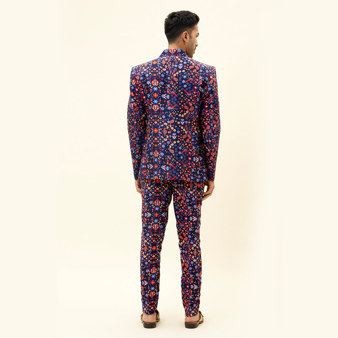 BLUE JAAL PRINT BLAZER WITH PANTS