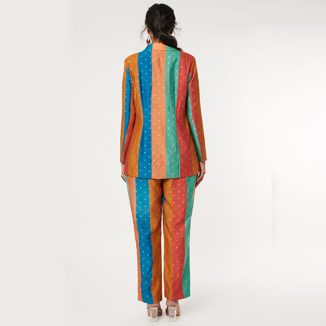 AW21 STRIPE PRINT BANARSI SILK PANT SUIT SET